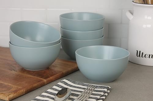 Miniatura 3 de 10 Strawberry Street Wazee - Juego de 6 cuencos para cereales mate de 5.5 pulgadas16 onzas, color azul mineral