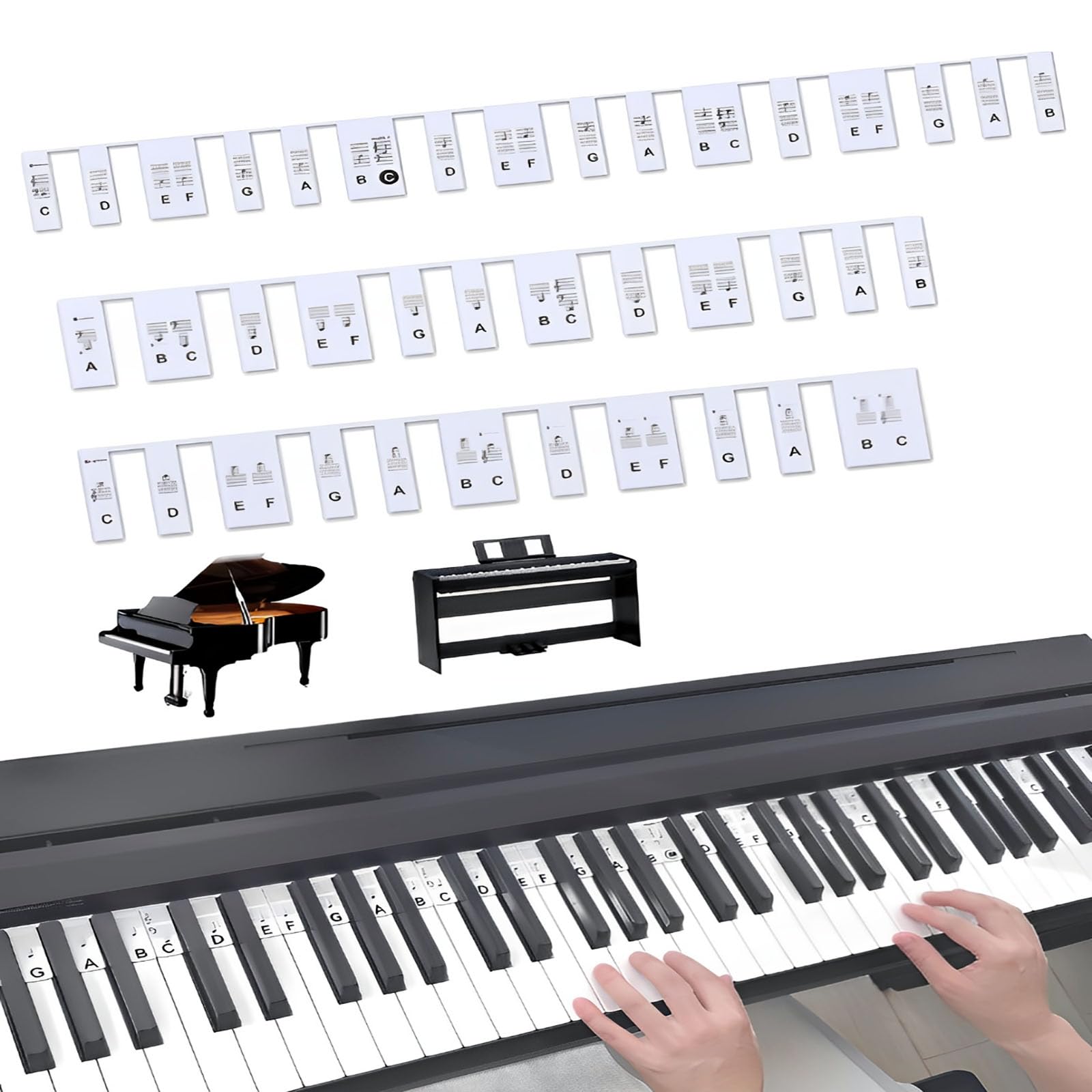 Guida Note Per Pianoforte 88 Tasti - In Silicone Rimovibile - Per Principianti E Bambini