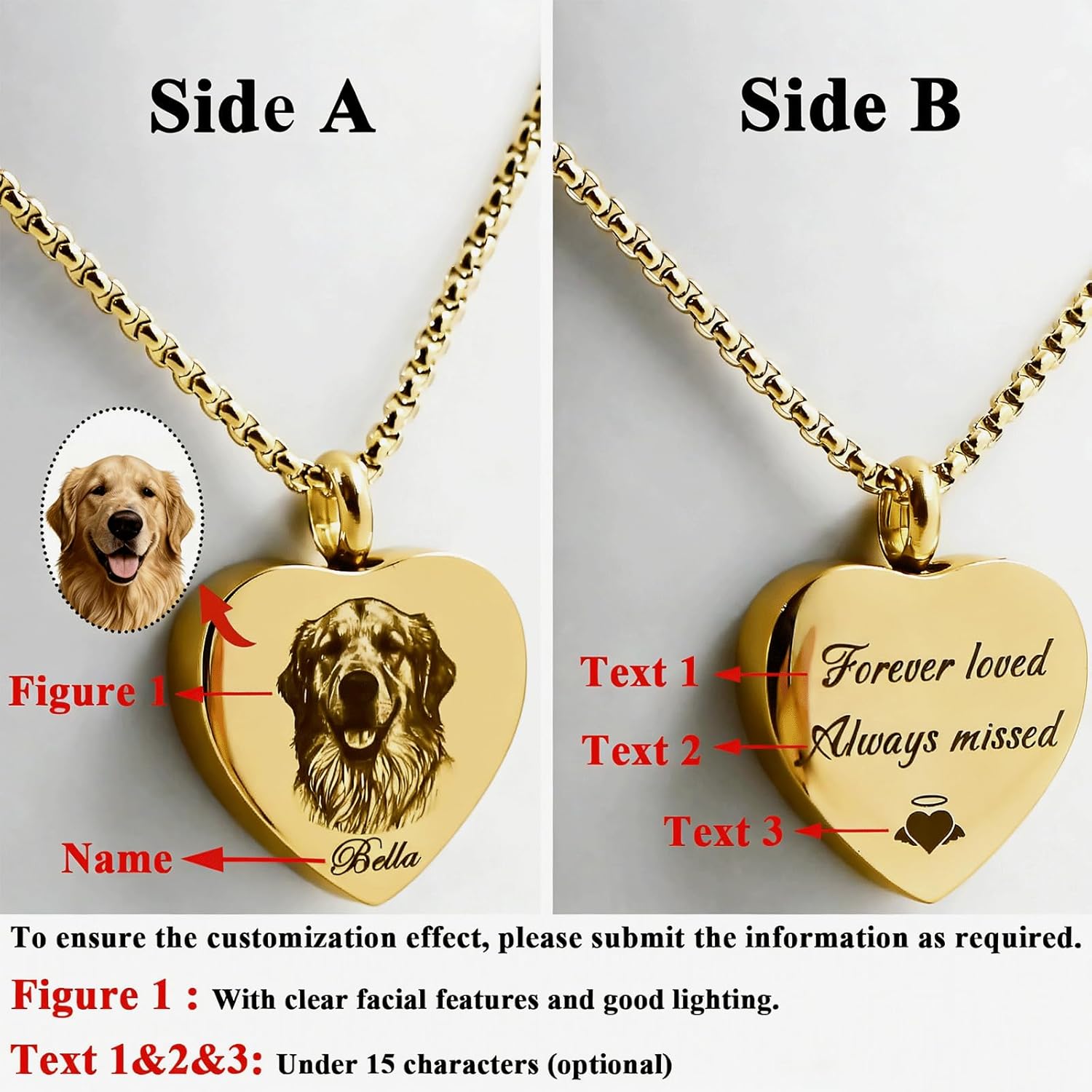 Engravable Pet Ashes Urn Necklace - Gold Memorial Cremation Jewelry for Dog or Cat, Stainless Steel Keepsake Pet Loss Gift for Women and Men - Image 2