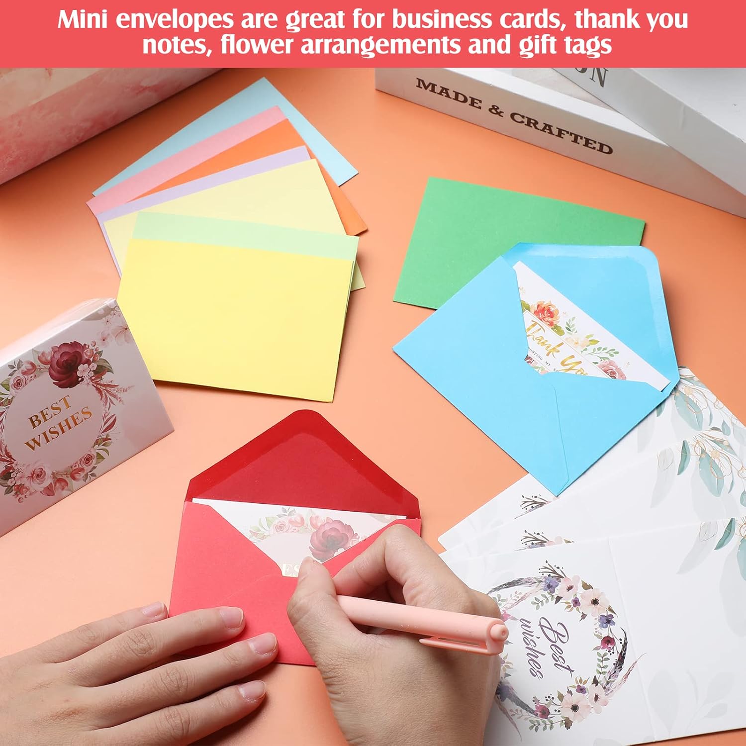 500 Pcs Gift Card Envelopes Credit Card Size 4x2.75 Inches Mini Envelopes Bulk Colorful Tiny Envelope for Business Cards, Small Notecards, Self Adhesive, 10 Assorted Colors