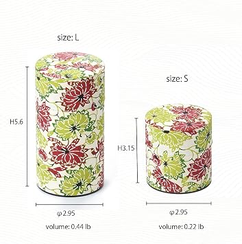 Japanese Pokkan Coffee Spice Tea Tin Canister Washi Paper Storage with Lid 7.05 oz Capacity (Hana Yukiwa)