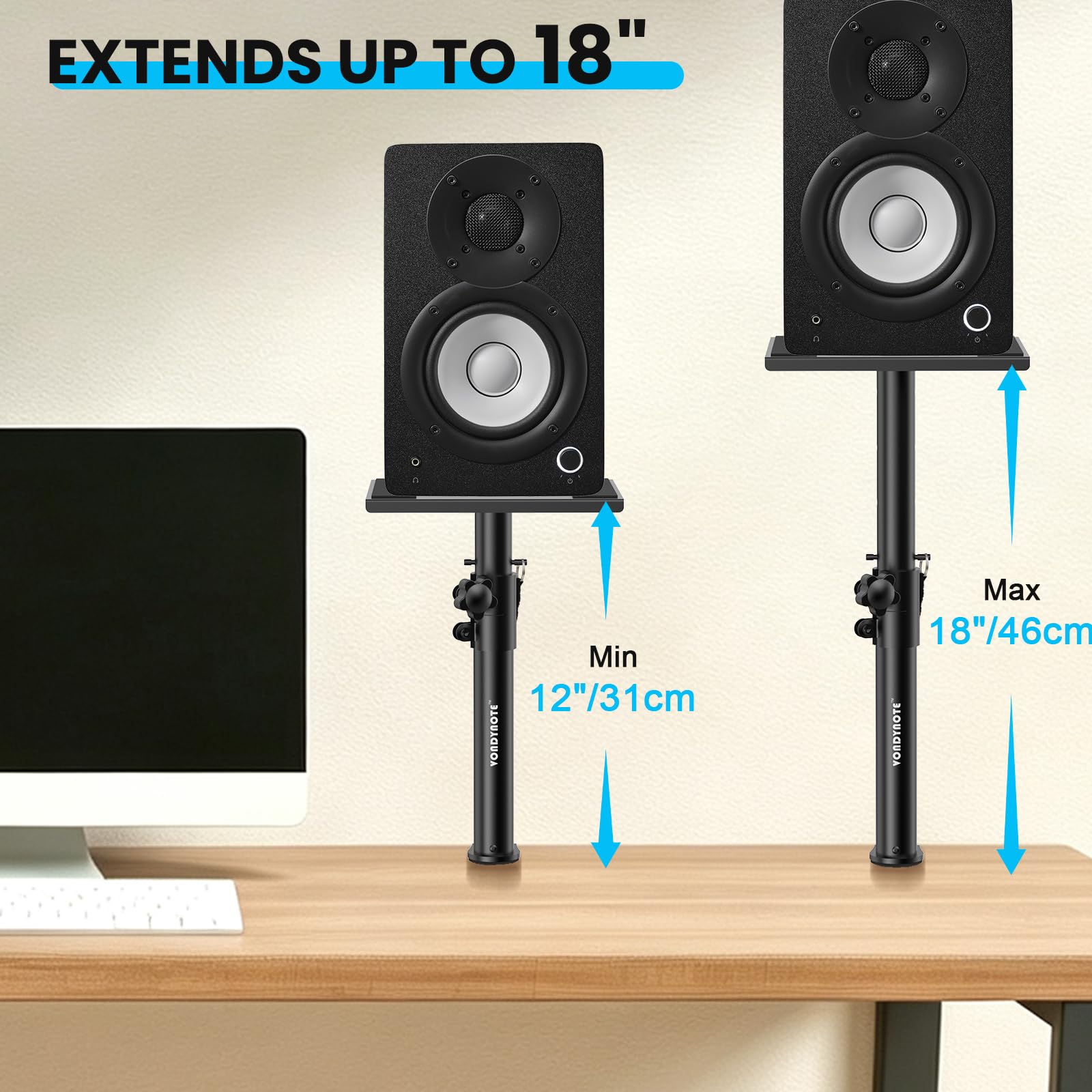 Amazon.com: Vondynote Set of 2 Studio Monitor Stands Desktop