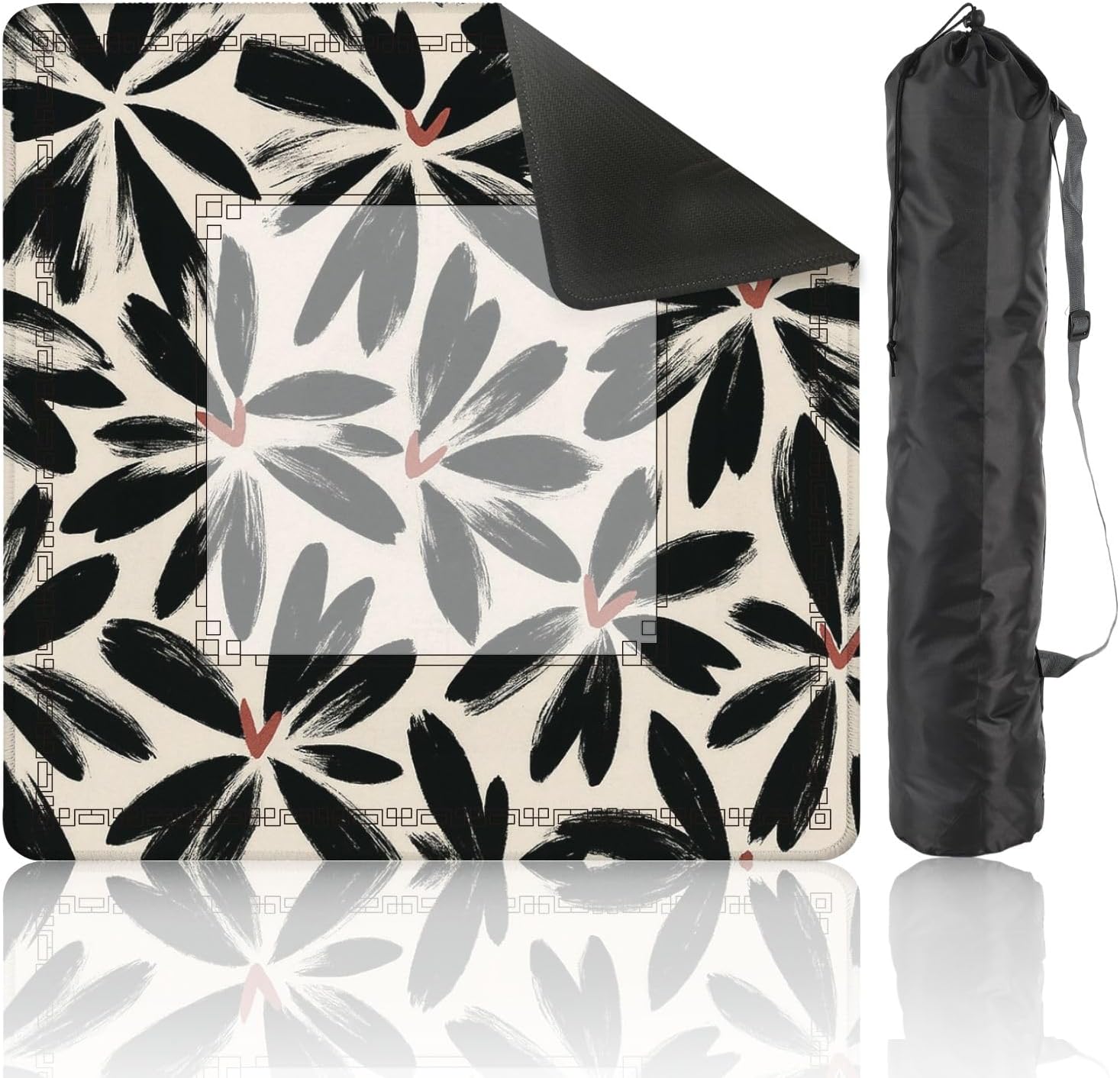 Mahjong Mat 31.5" x 31.5" Traditional Oriental Chinese New Year Decoration Japan Kimono Non-Slip Noise Reduction Mahjong Tiles Table Cover for Dominoes Poker Card Board and Tile Games