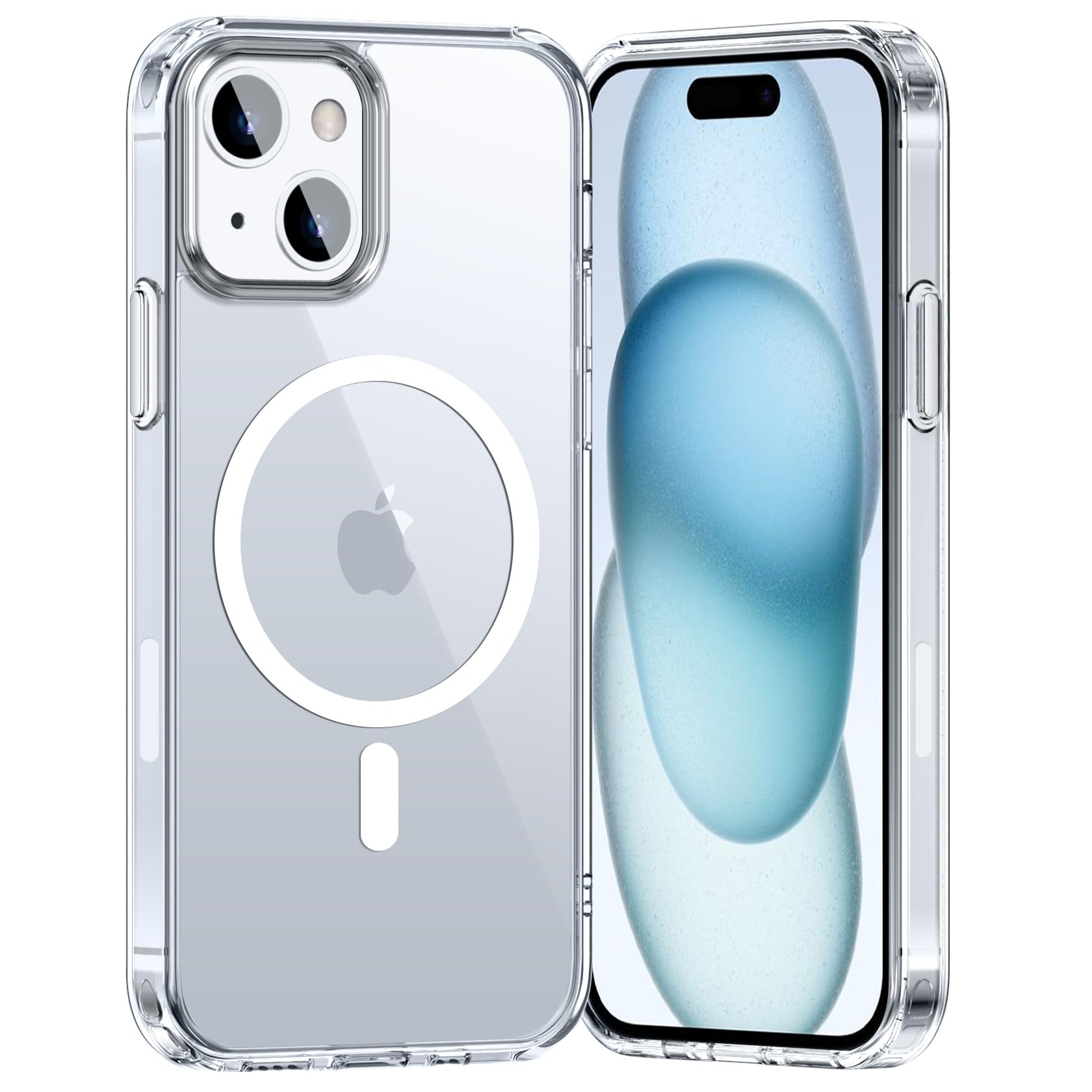 Opkiegrn Cover Magnetica iPhone 13/14 / 15 / 16e, Compatibile con MagSafe, Protezione Antiurto di Livello Militare, Custodia Traslucida Acrilico Posteriore Protettiva Sottile Case, Transparente