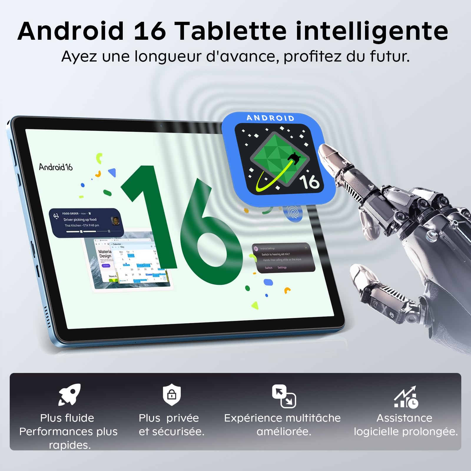 11 Pouces Tactile Android 16 Tablette avec Gemini AI|T7250 Octa-Core|24Go RAM+256Go ROM(TF2To)|16MP+8MP|1920x1200 IPS HD Display|Certifié Widevine L1|GPS|8000mAh|5G WiFi|Clavier+Souris+Coque (Bleu)