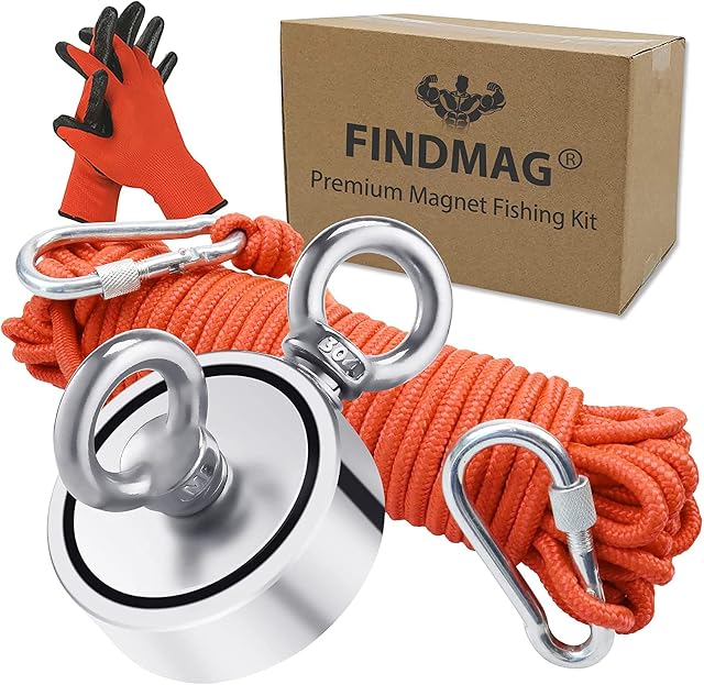Magnet Fishing Kit, 660 lb(300 kg) Pulling Force Strong Fishing Magnet, Strong Magnet for Fishing, Fishing Magnet with Double-Sided Magnetic Force, Fishing Magnet for Retrieve items & Salvage in River