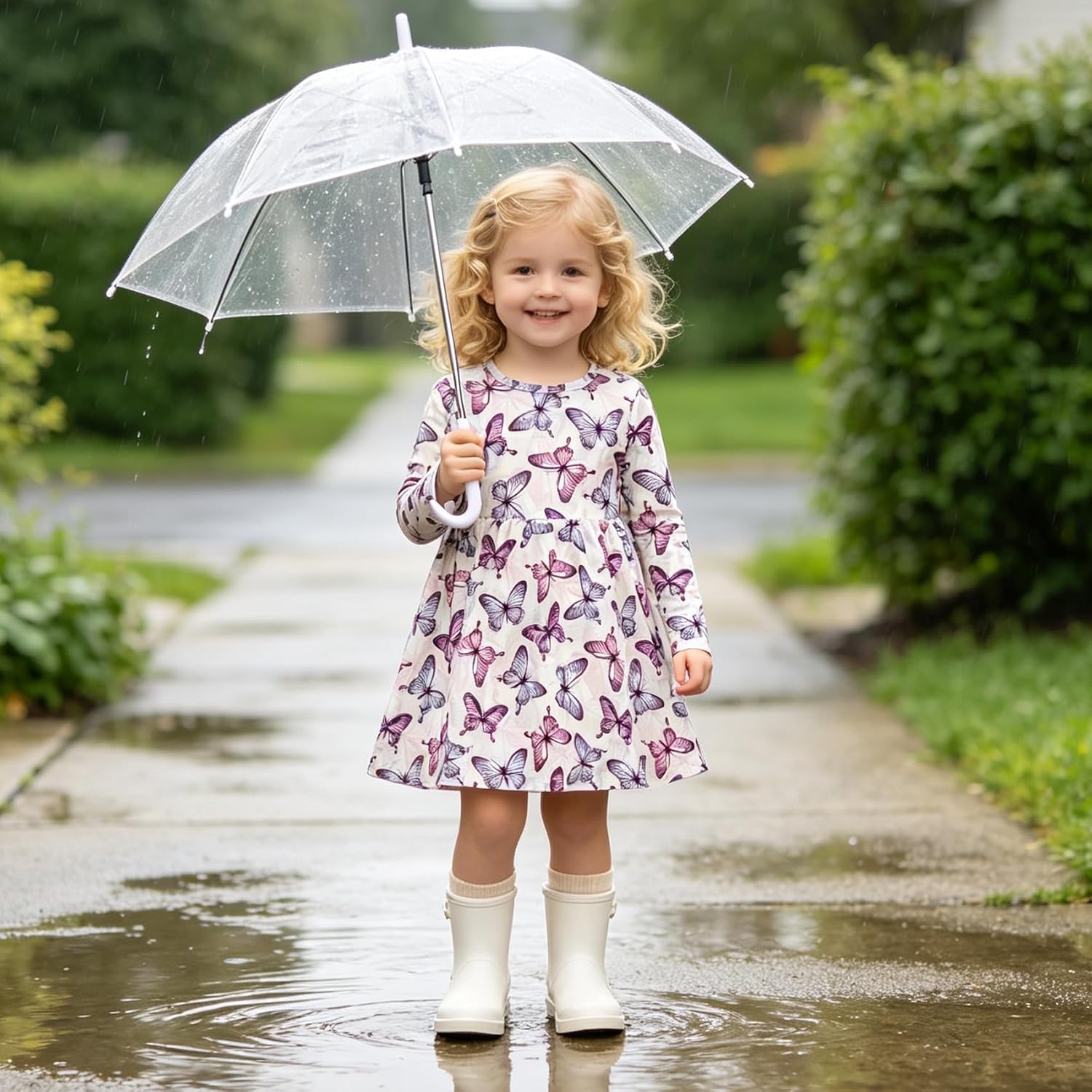Funnycokid Toddler Girls Dress Long Sleeve Clothes Kids 3-7 Years