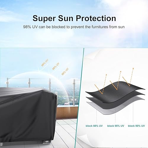 Miniatura 4 de BROSYDA Fundas para muebles de patio, resistente al agua, 600D, para muebles de exterior, juego de fundas para sofá seccional, fundas para mesa y