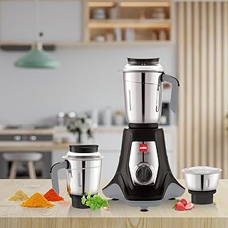 Cello Kitchenette Collection Levanate Mixer Grinder with 3 Jars| 500 Watts | 3X Speed Control | Set of 3 | Black