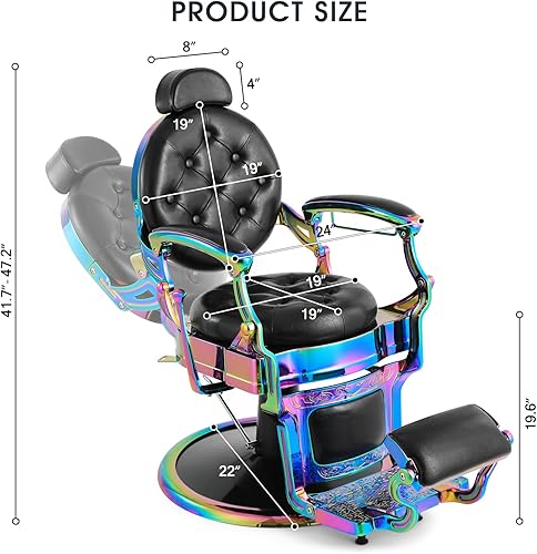 Vista 2 de Artist hand Silla de peluquería retro de alta resistencia, silla de salón vintage, reclinable, hidráulica, equipo de peluquería de belleza, spa