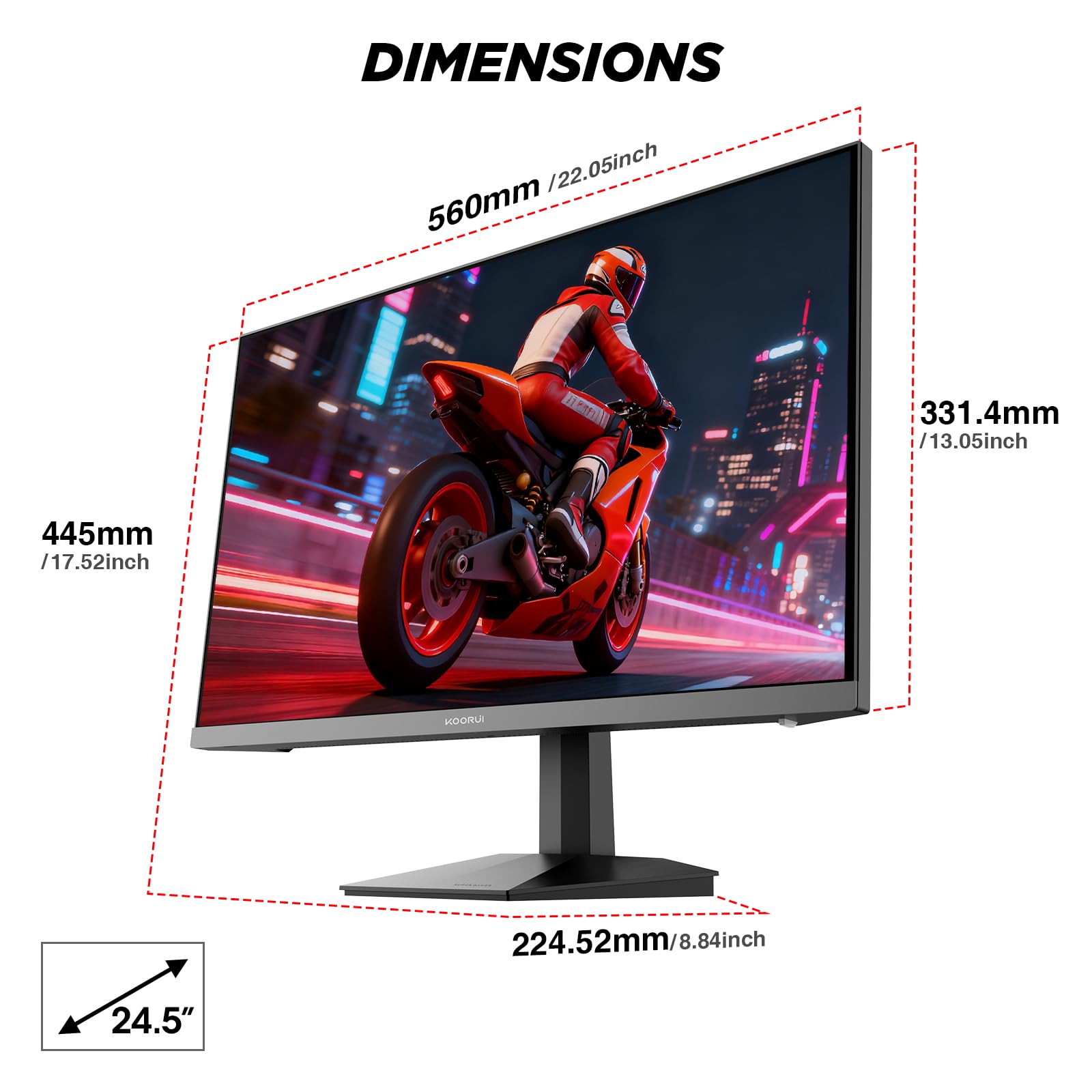 KOORUI 25 Inch Gaming Monitor,200Hz, Fast IPS, Full-HD 1080P, 1ms