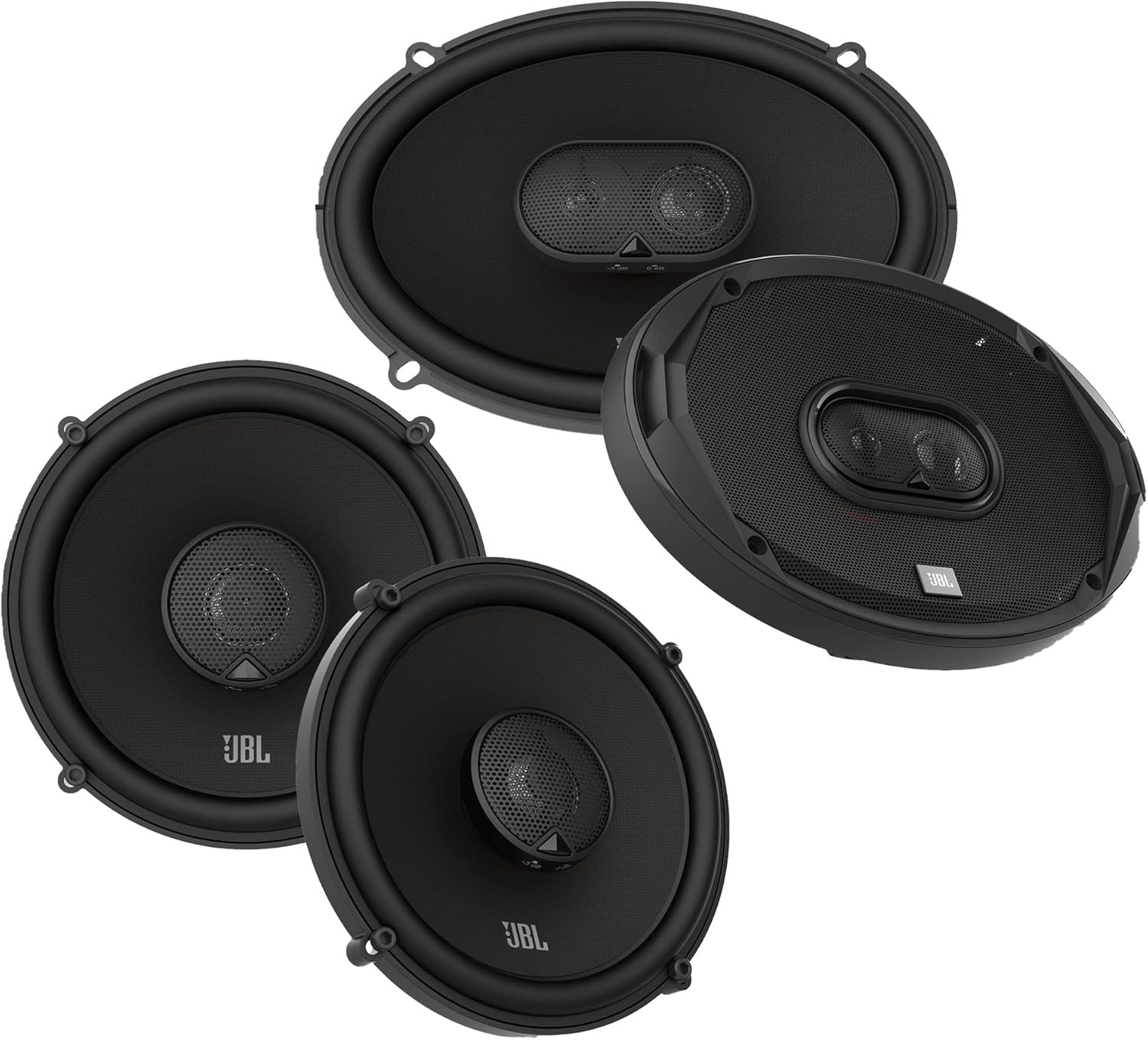 JBL - STADIUM962M 6x9 3-Way Coax Car Audio Speakers (Pair) w/ STADIUM62F 6 1/2" 2-Way Coax Car Audio Speakers (Pair) (Renewed)