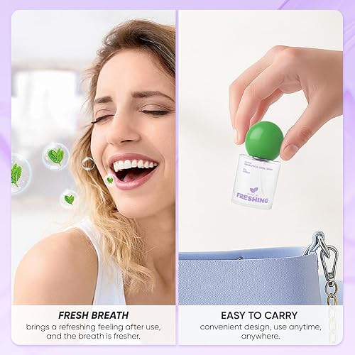 Miniatura 8 de Spray oral probiótico, combo de sabor a menta y melocotón, espray de aliento con prebióticos y probióticos, frescura duradera, sin alcohol, cómodo