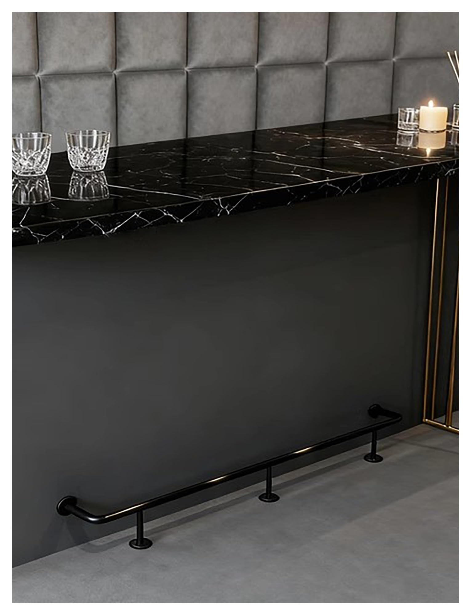 Plaque de protection et repose-pieds en acier inoxydable noir