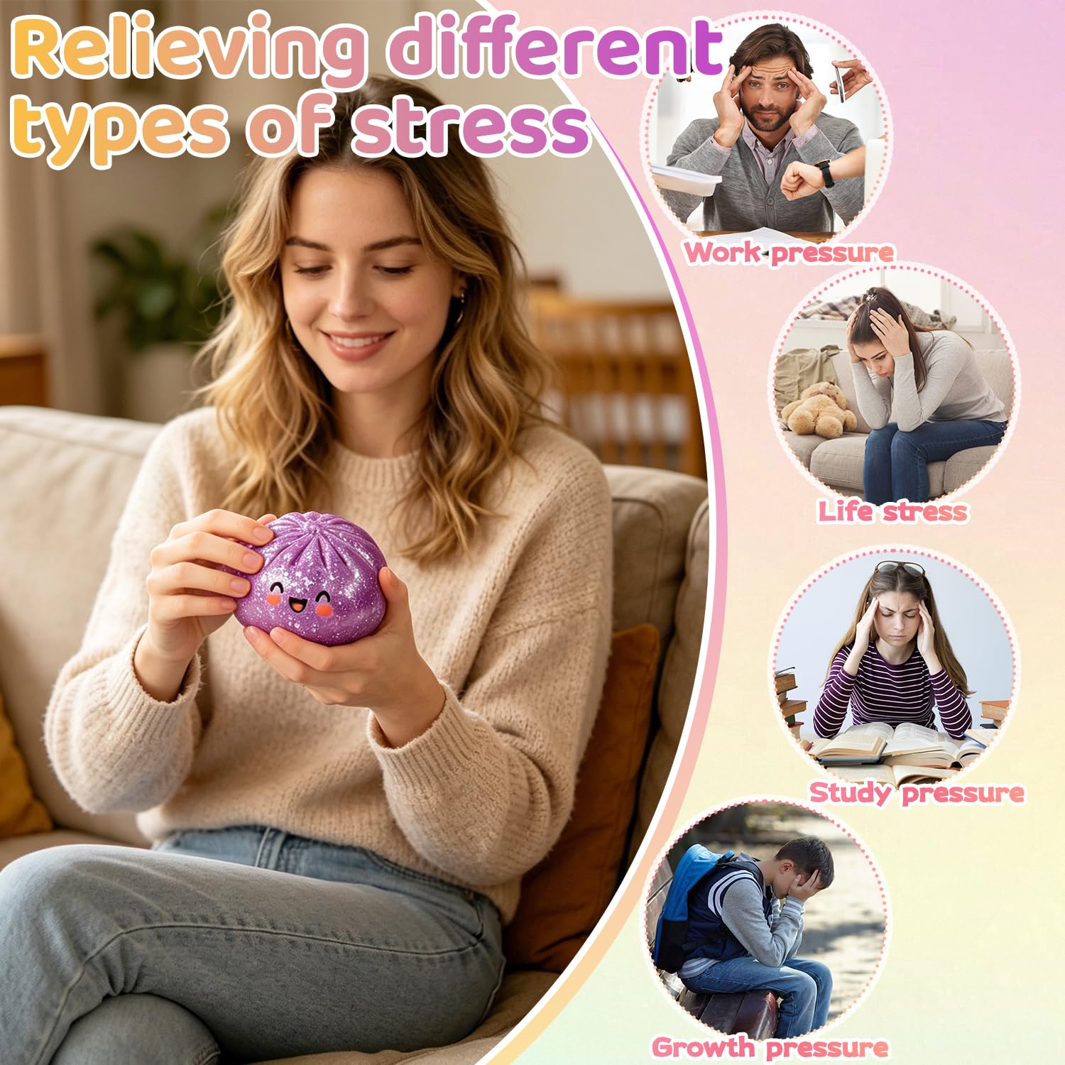 Giocattoli Antistress Gnocco, 2Pezzi Glittere Dumpling Squishys, Giant Glitter Dumpling Squishy Toy, Squishys Dumpling con Vaporiera, Fidget Toys, Squishy Ravioli Giganti, Regalo per Adulti