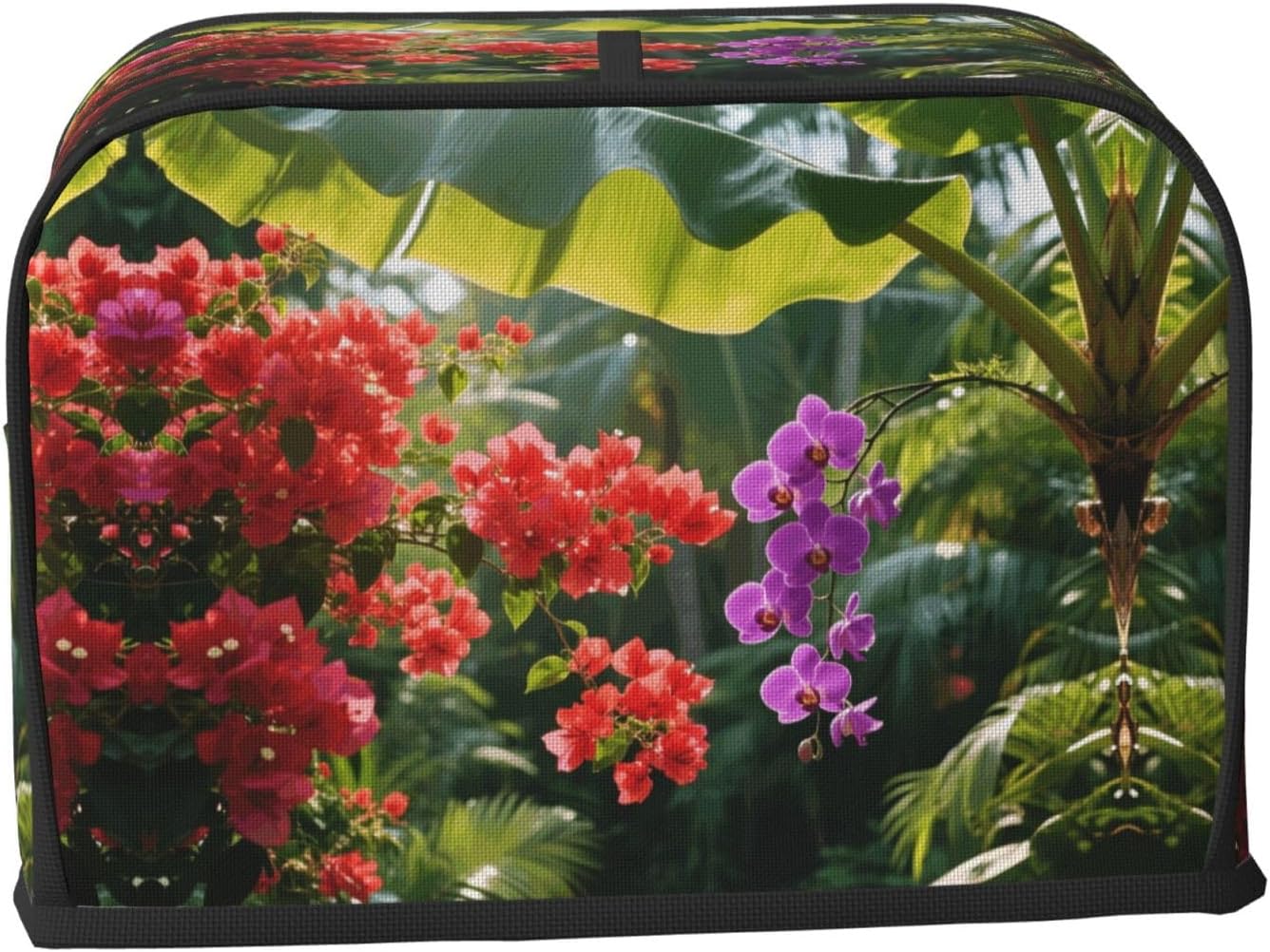 Tropical Plant Flowers Toaster Cover 2 Slice, Waterproof Bread Machine Covers with Pockets Universal Size Kitchen Small Appliance Cover with Handle, Dust and Fingerprint Protection