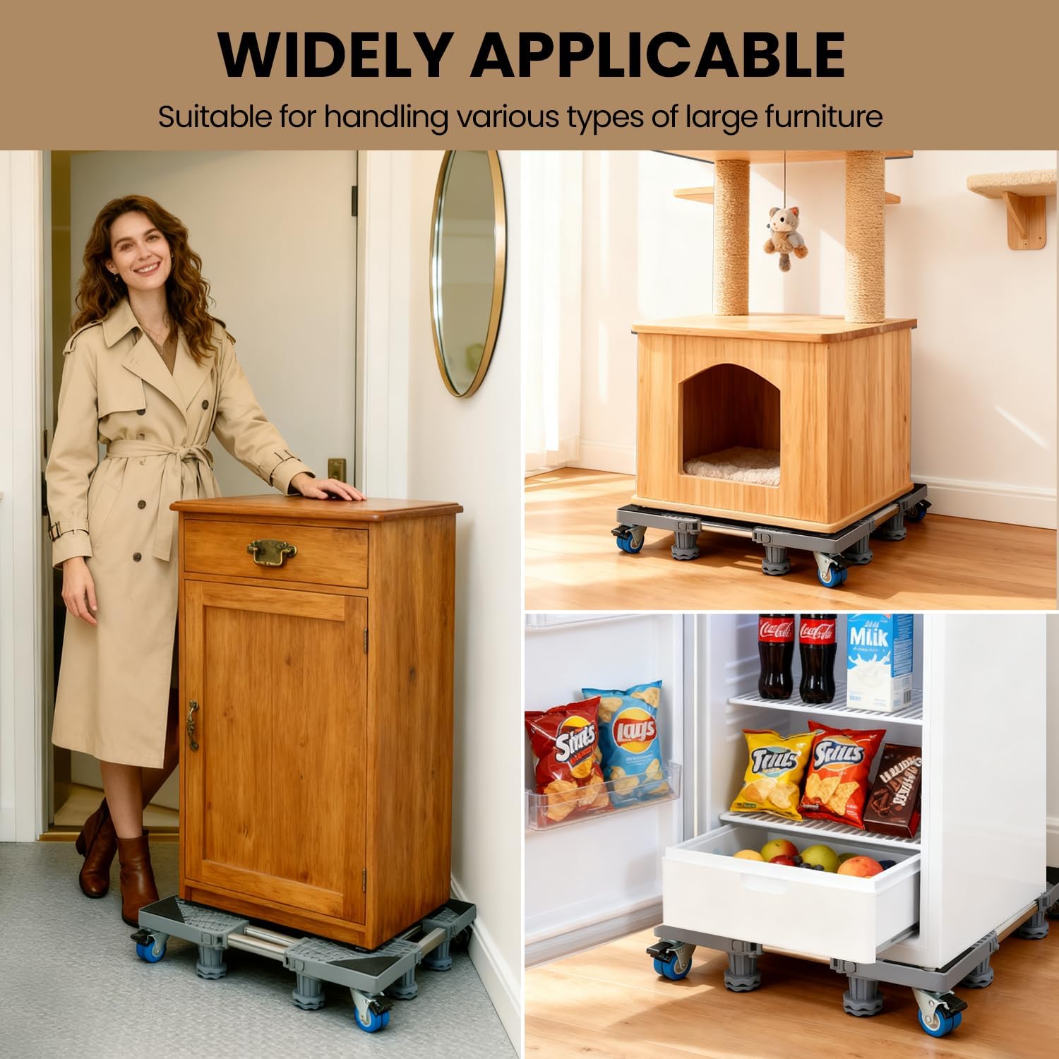 Mini Fridge Stand Mobile Base With 4 Locking Wheels And 8 Strong Feet 28-35.4 Inches, Heavy Duty Furniture Dolly for Washer, Mini Refrigerator and Dryer, Adjustable Mini Fridge Stand Washing Machine Stand Pedestal (28-35.4 Inches)