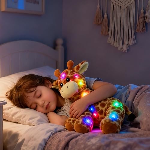 Vista 26 de Hopearl Leopardo de peluche con luces LED y música, flexible, con luces de noche que brillan en la oscuridad, para festival, cumpleaños, niños