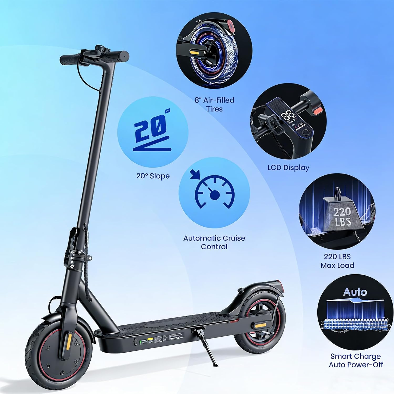 HopCycle HO1 Electric Scooter features including speed modes and LCD display