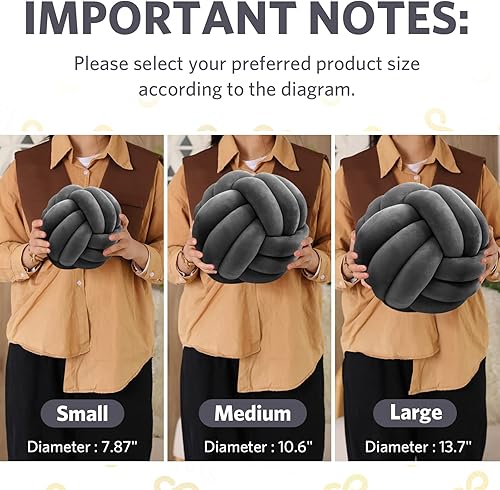 Vista 54 de Sioloc Almohadas de nudo suave, cojín redondo para decoración del hogar, almohada de felpa anudada hecha a mano (7.8 pulgadas, beige)