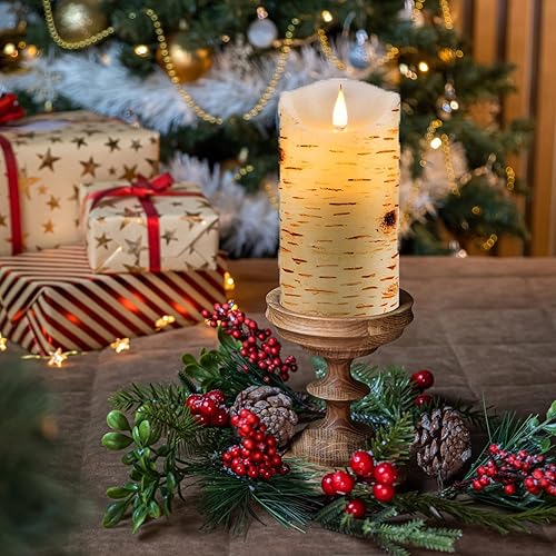 Miniatura 29 de Velas LED sin llama, funciona con pilas, mecha 3D con 10 botones de teclas, control remoto, temporizador de 24 horas, juego de 9 pilares eléctricos