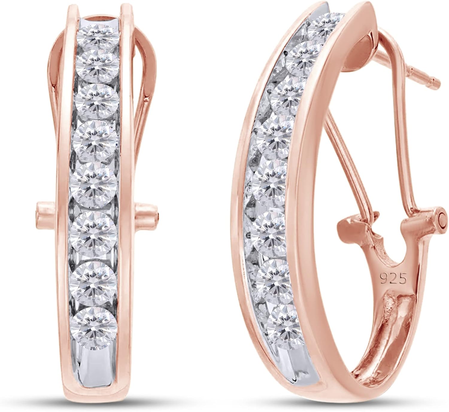 SAVEARTH DIAMONDS 1 CTTW Round Lab Grown Diamond J Hoop Earrings in 10K or 14K Solid Gold for Women (1.00 Carat, Color-G-H, Clarity-VS-SI)