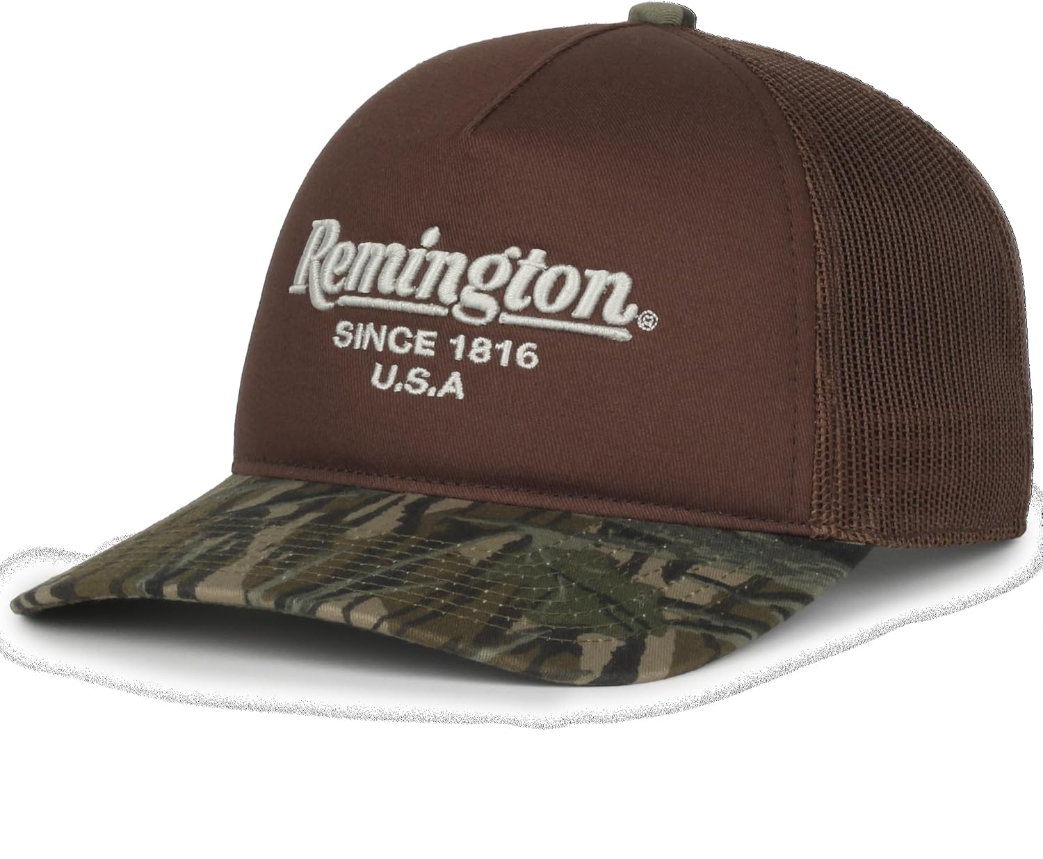 Remington Mossy Oak Treestand Trucker Hat – Structured Pro Round Hunting Cap with Mesh Back, Adjustable Snapback, One Size