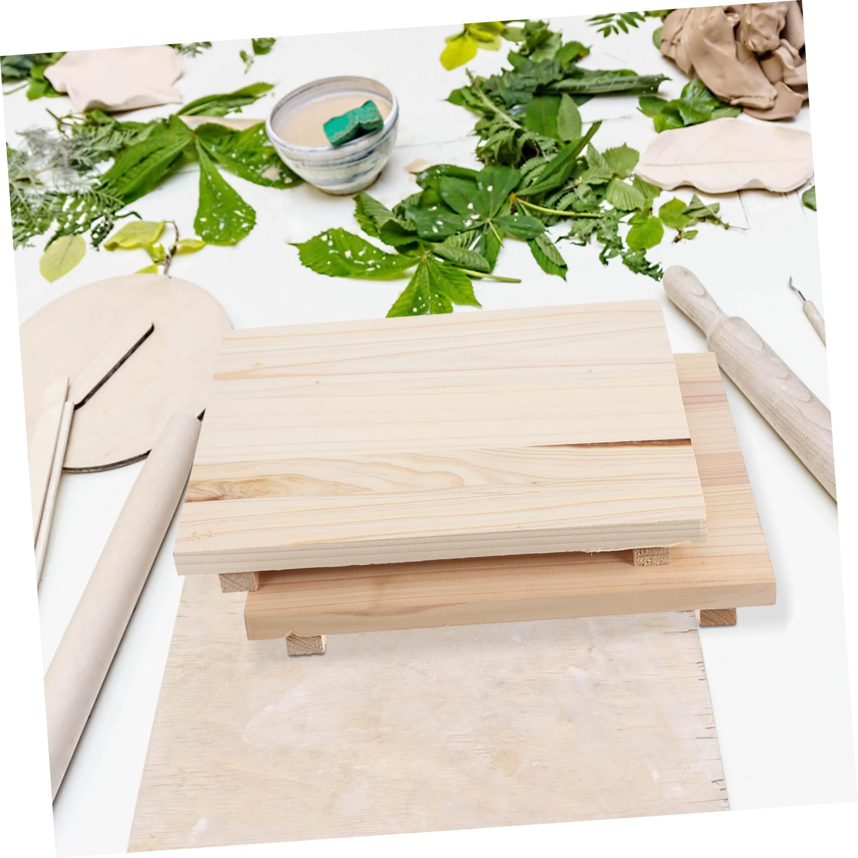 Tablero de Arcilla de Madera Beige, 2 Piezas para Modelado Cerámico | Tabla de Secado de Arcilla, Absorción de Agua, Uso Versátil para Escultura y Artesanía