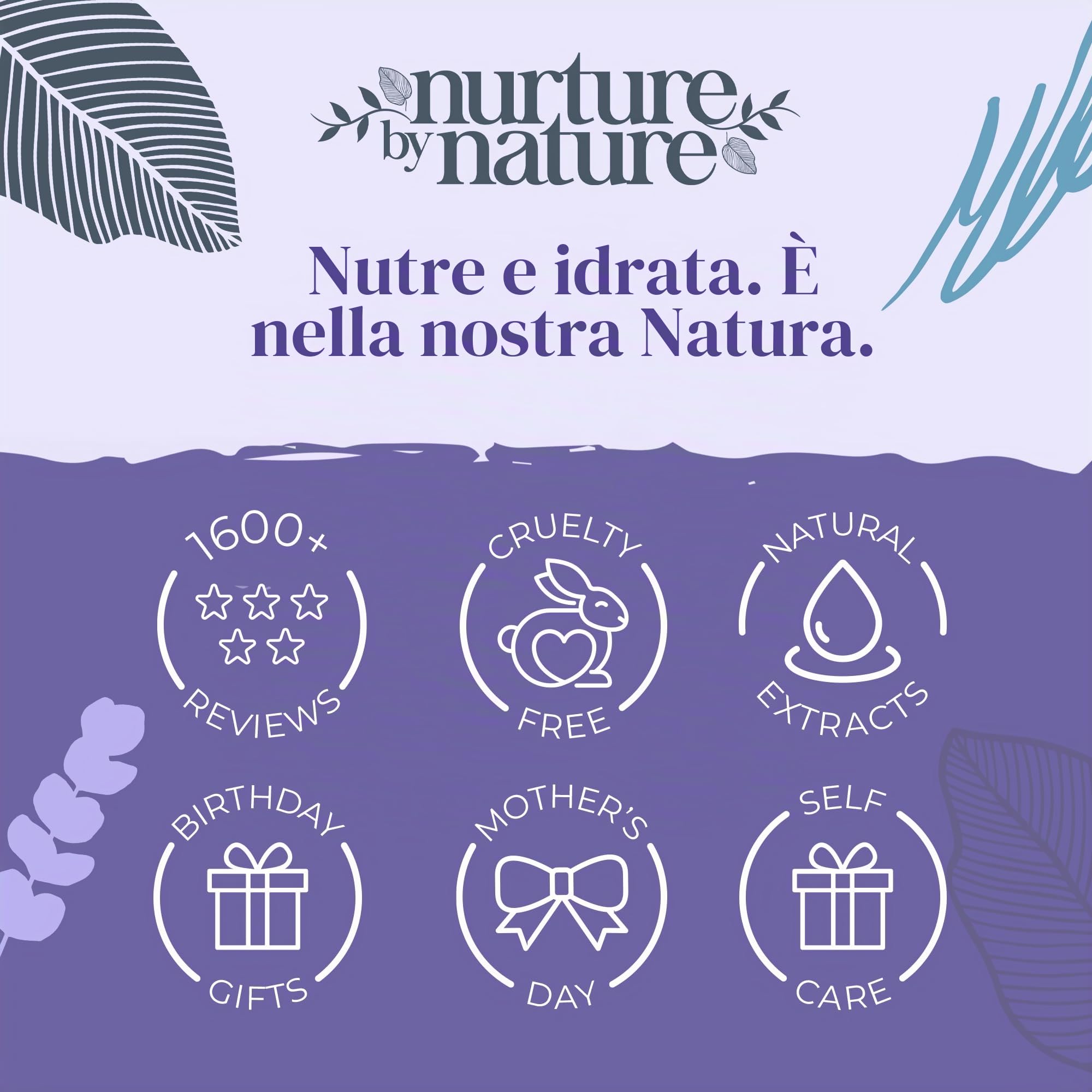 NURTURE BY NATURE Set Regalo Donna Rilassante – 6 pezzi con candela profumata, spray cuscino alla lavanda, sali da bagno e crema mani – idea regalo San Valentino e Festa della Mamma, compleanno