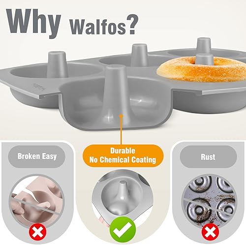 Miniatura 9 de Walfos Molde de silicona para donas  Juego de moldes de silicona para donas, antiadherentes, simplemente sácalo! Resistente al calor, sin BPA y apto