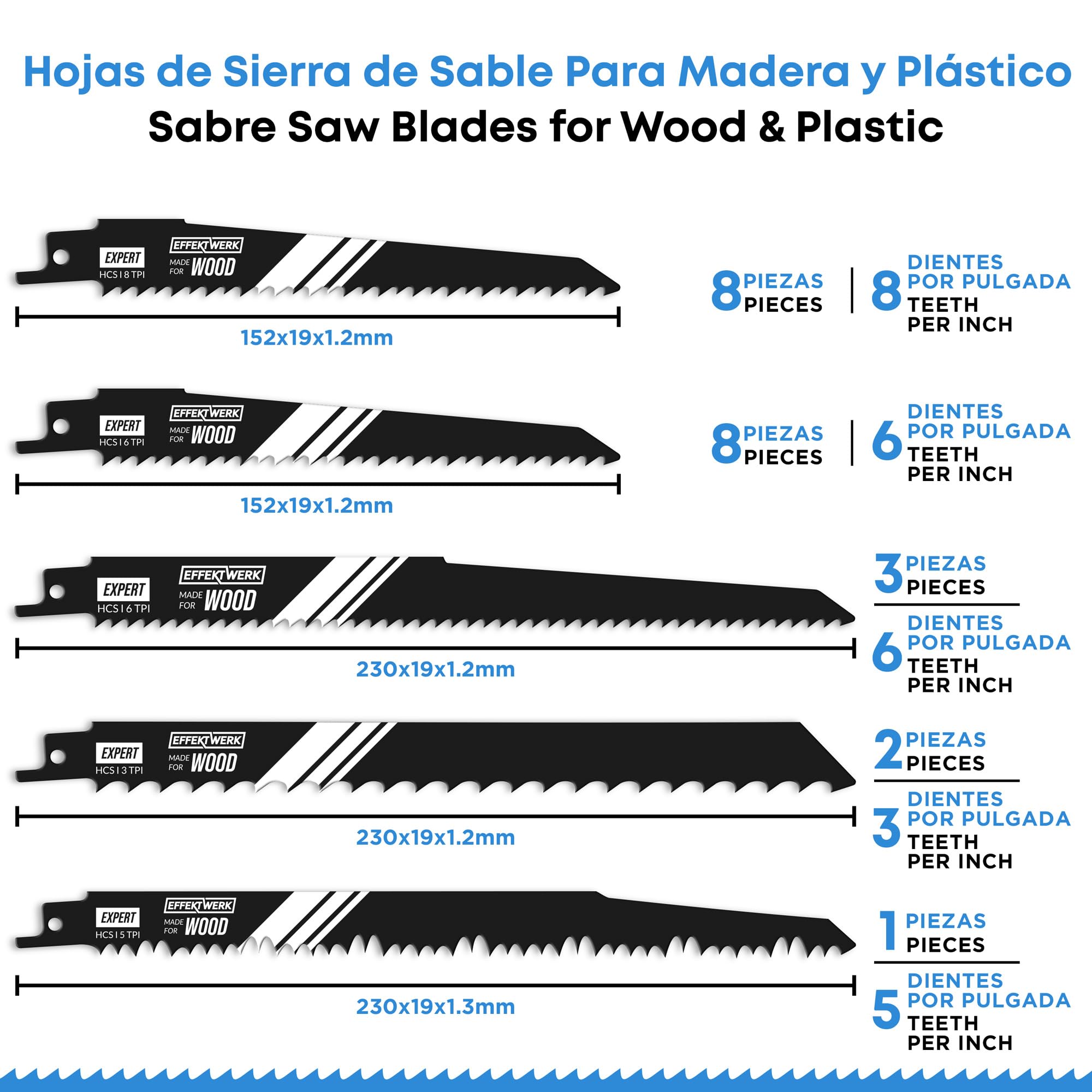 Hojas de sierra de sable (32 piezas), juego de hojas de sierra de repuesto de acero de carburo, sierras de sable HCS y bimetálicas para madera, metal y plástico