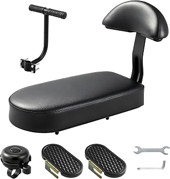 Zacro Kids Bike Seat Set, Comfort Bike Seat with Backrest, Wide Child Bicycle Rear Seat Cushion Back Safety Armrest Handrail Feet Pedals, Children Bicycle Back Seat for Over 5 Years Old