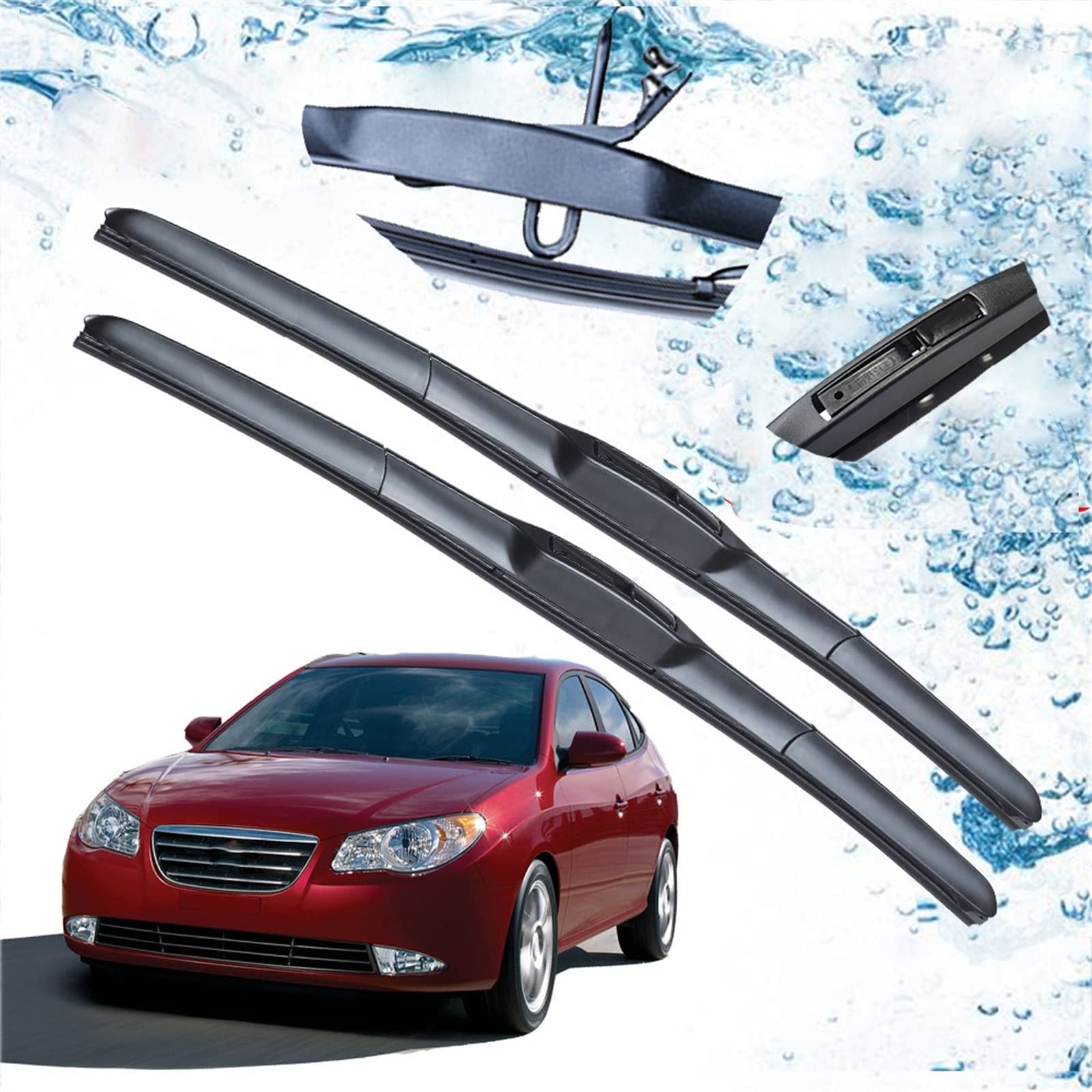Lame d'essuie-glace avant de voiture crochet U pour Hyundai Elantra 2007 2008 2009 2010 HD