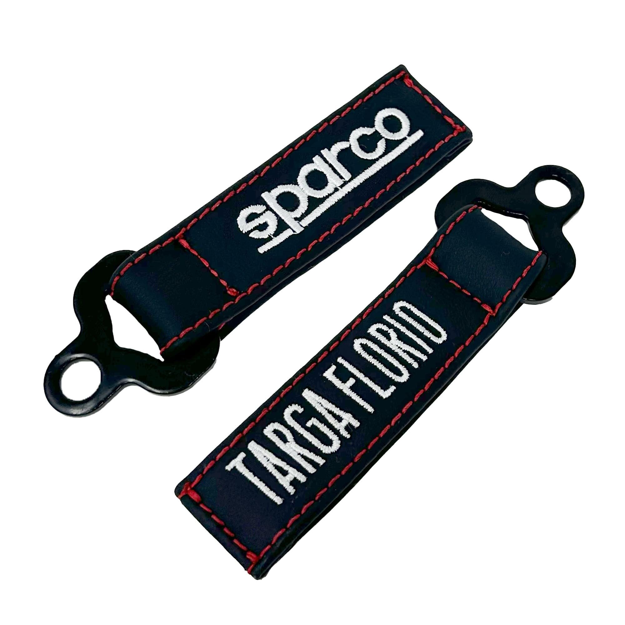 sparco Targa Florio-Schlüsselanhänger aus schwarzem Leder, Schwarz, S