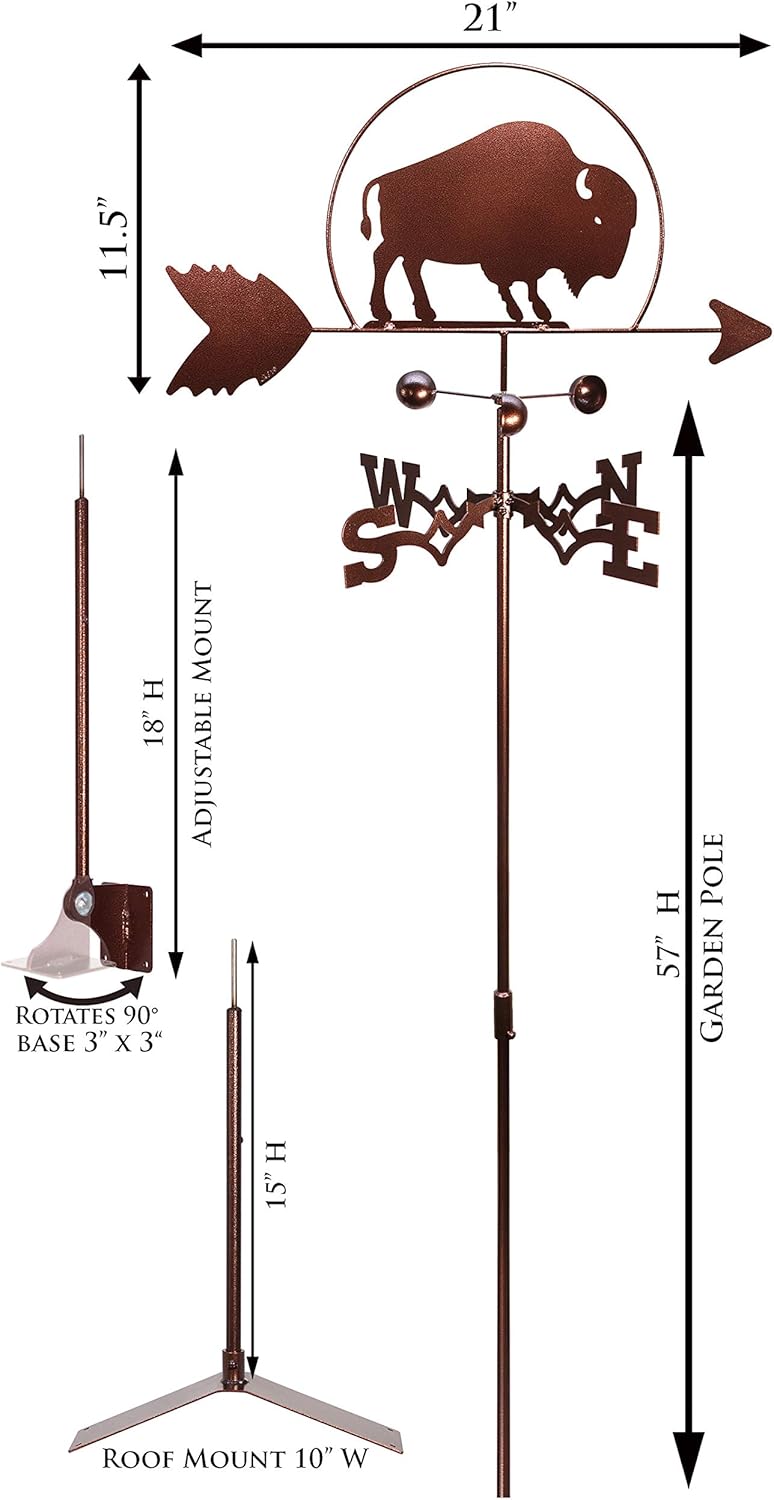 SWEN Products Bison Buffalo Weathervane Interchangeable Top Arrow Only