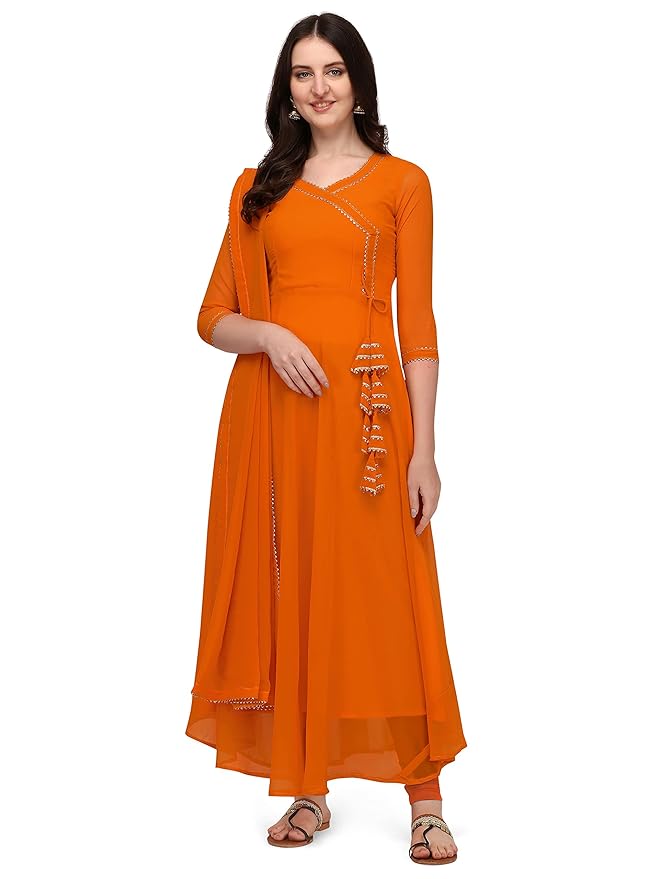 Readymade Georgette Anarkali Gown Kurta Set with Dupatta for Women