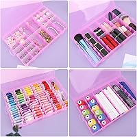 Vista 6 de Contenedor de Uñas Falsas, Cosics Caja de Almacenamiento de Arte de Uñas de Plástico Rosa Brillante con 36 Rejillas y Divisores Ajustables, Estuche