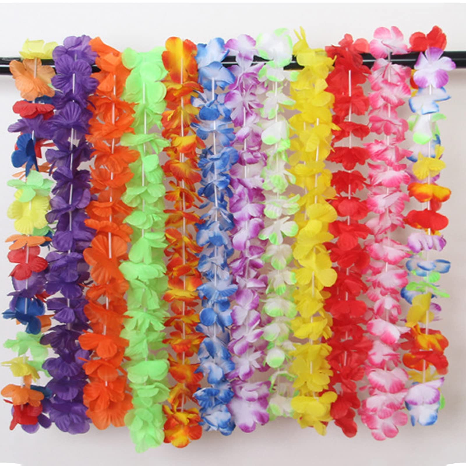 12 Ghirlande Hawaiane Lei Con Fiori Multicolore – Accessori Per Festa A Tema Tiki E Luau - 2
