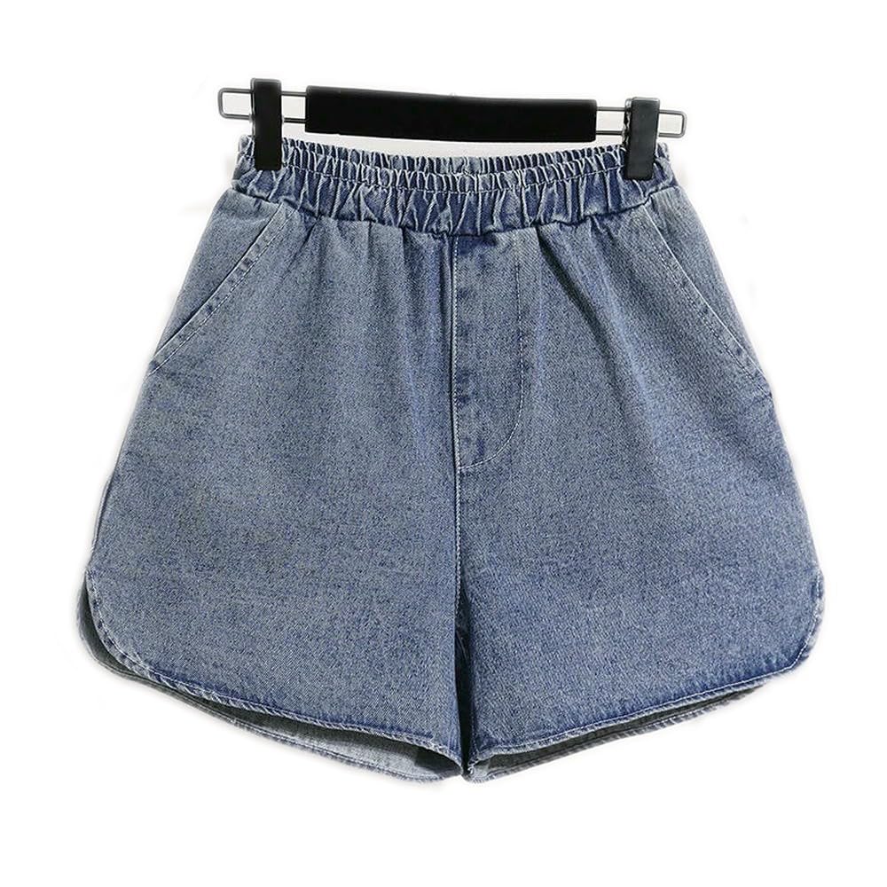 GLDFW letnie spodenki dżinsowe dla kobiet wysoka talia stretch niebieski kolor dżinsy szorty szerokie nogawki luźne codzienne krótkie dżinsy