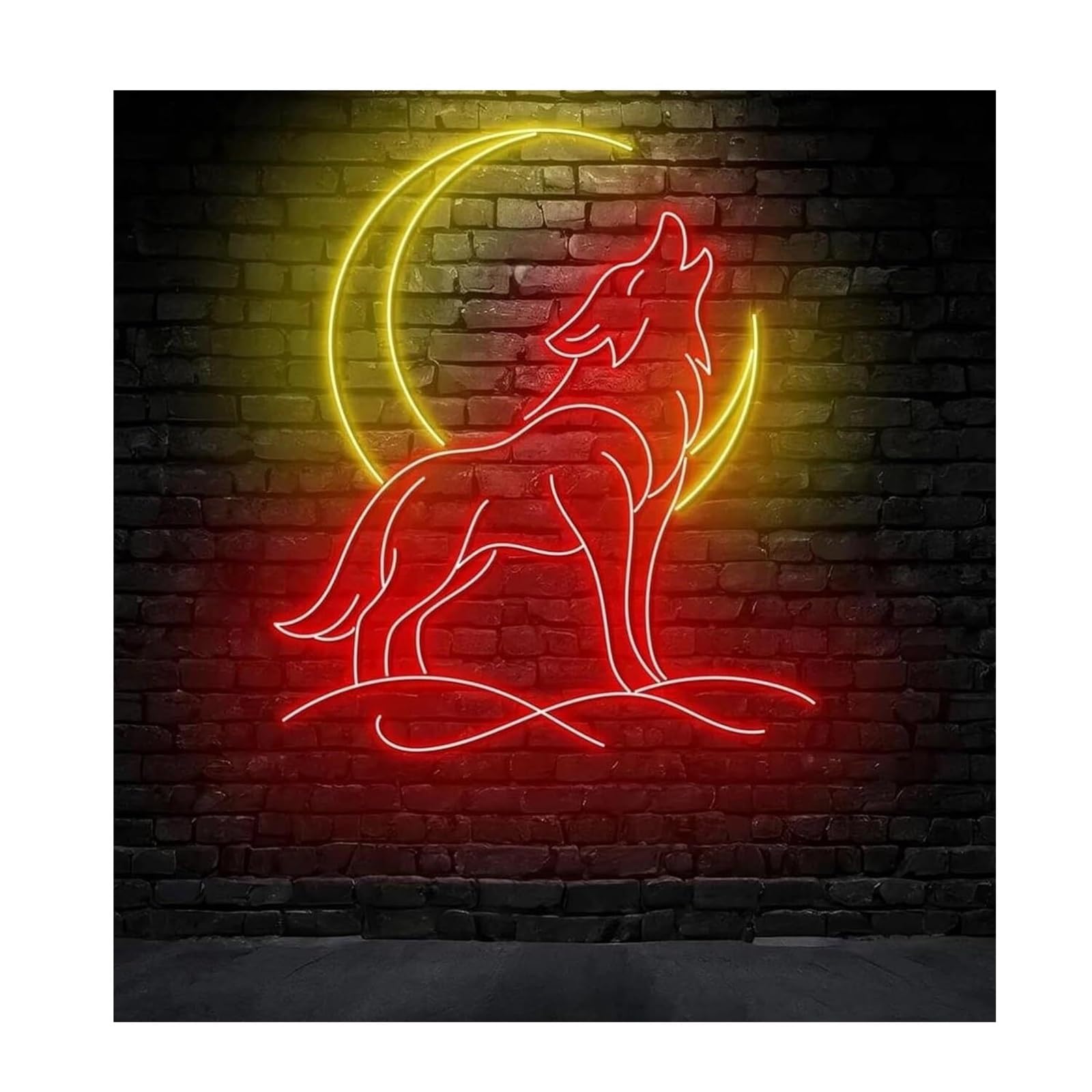 Zynther Neon lamp Soothing Mood Wolf for Neon Signs, Powered Dimmable Moon Lights(40cm)