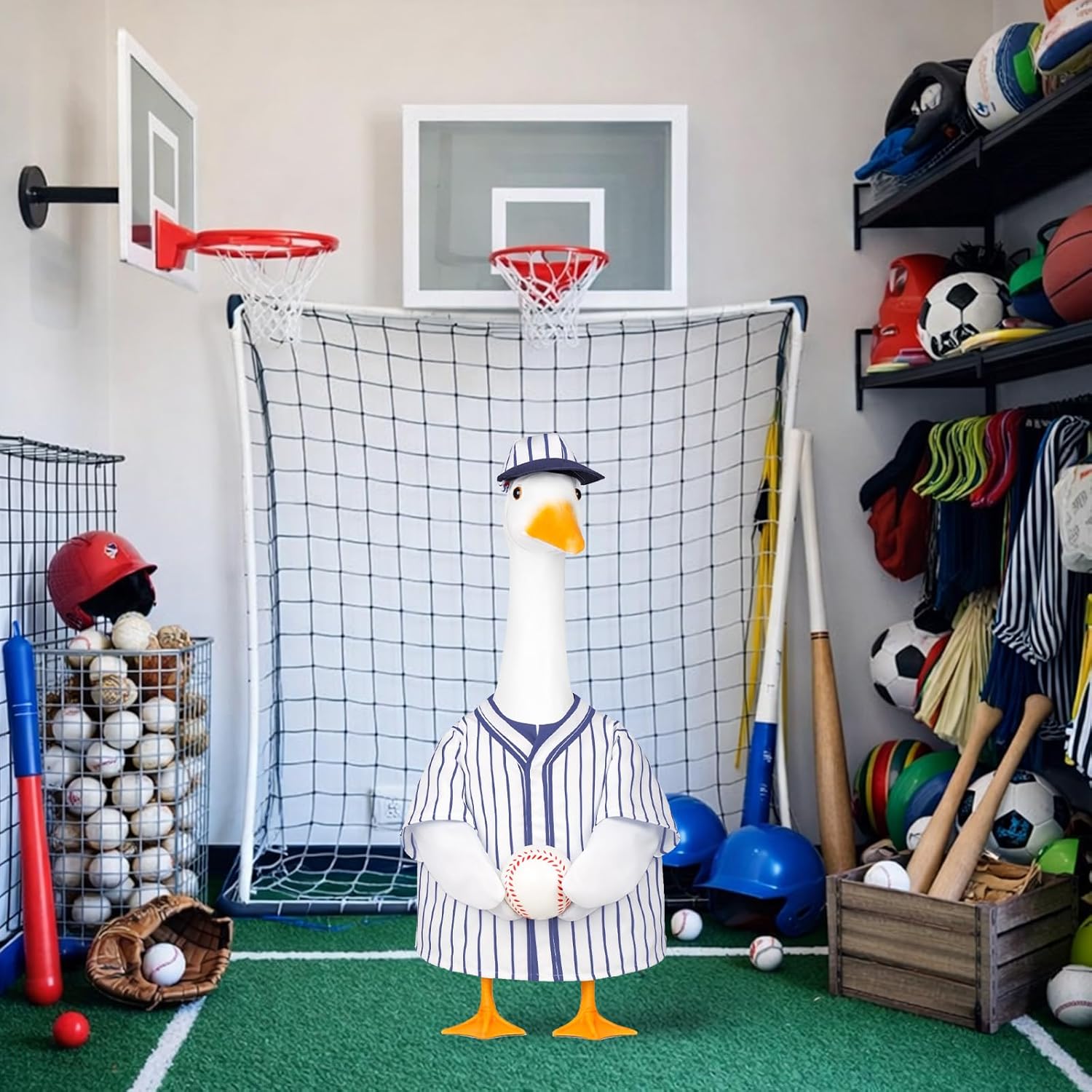 Porch Goose Outfit 23" Baseball Goose Costume for Plastic Cement Goose Statue Outdoo Garden Yard Patio Lawn Decor