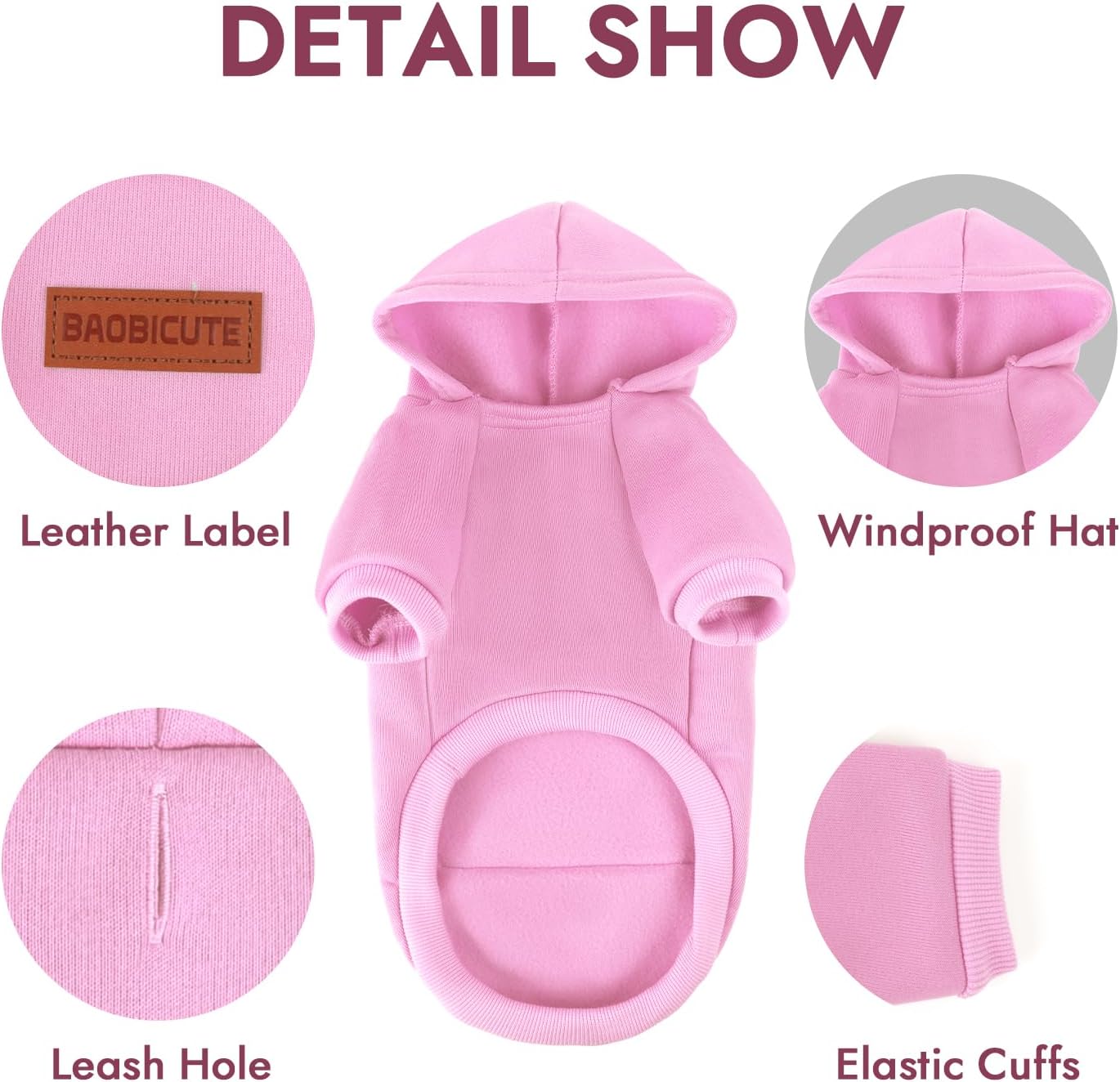 2 pack dog hoodie warm hood dog sweater cold weather small dogs sweatshirt comfort pet clothes for small medium dogs with pockets cats chihuahua clothes for male female girl boy sporty daily wear xs (back: 7.5",chest: 12.6") pink+purple