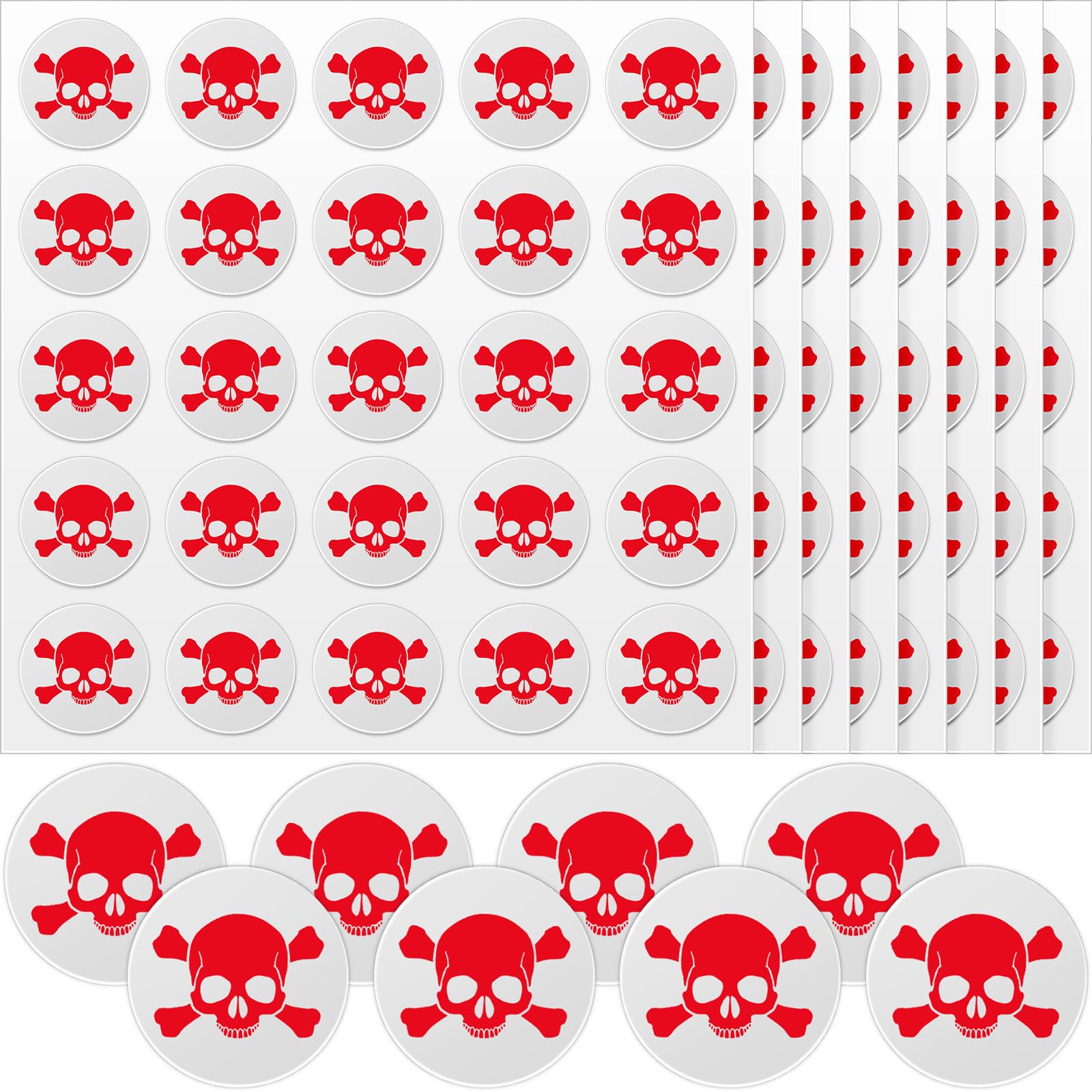 Leinuosen Helmet Stickers Football Baseball Helmet Decals 1-1/8 Inch Vinyl Sports Football Decals Self Adhesive Hockey Stickers for Hockey, Lacrosse, Batting(White Print Red,Skull)