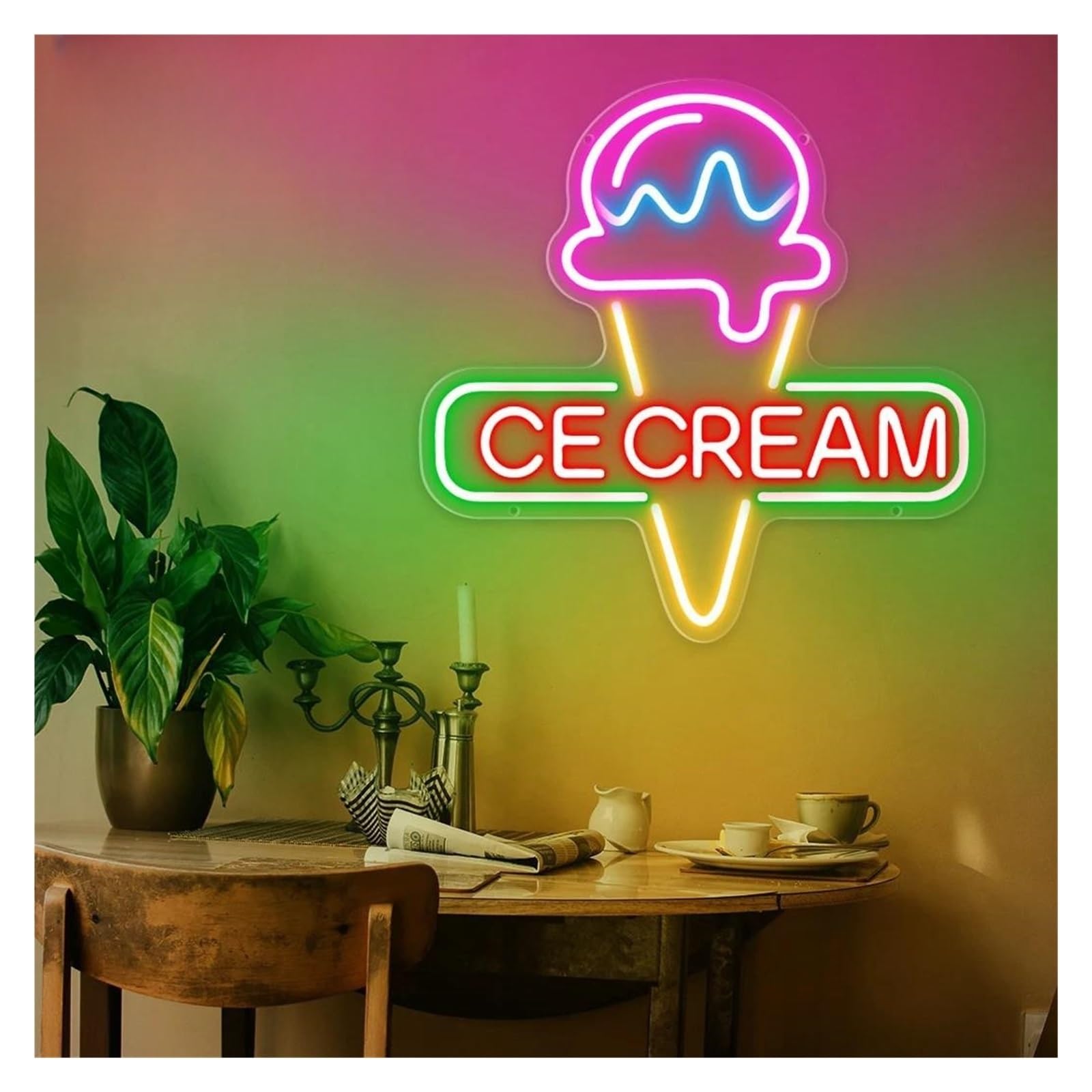 Letrero luz neón LED de helado para letreros neón Comida para luz para heladerías Restaurantes Tiendas bocadillos