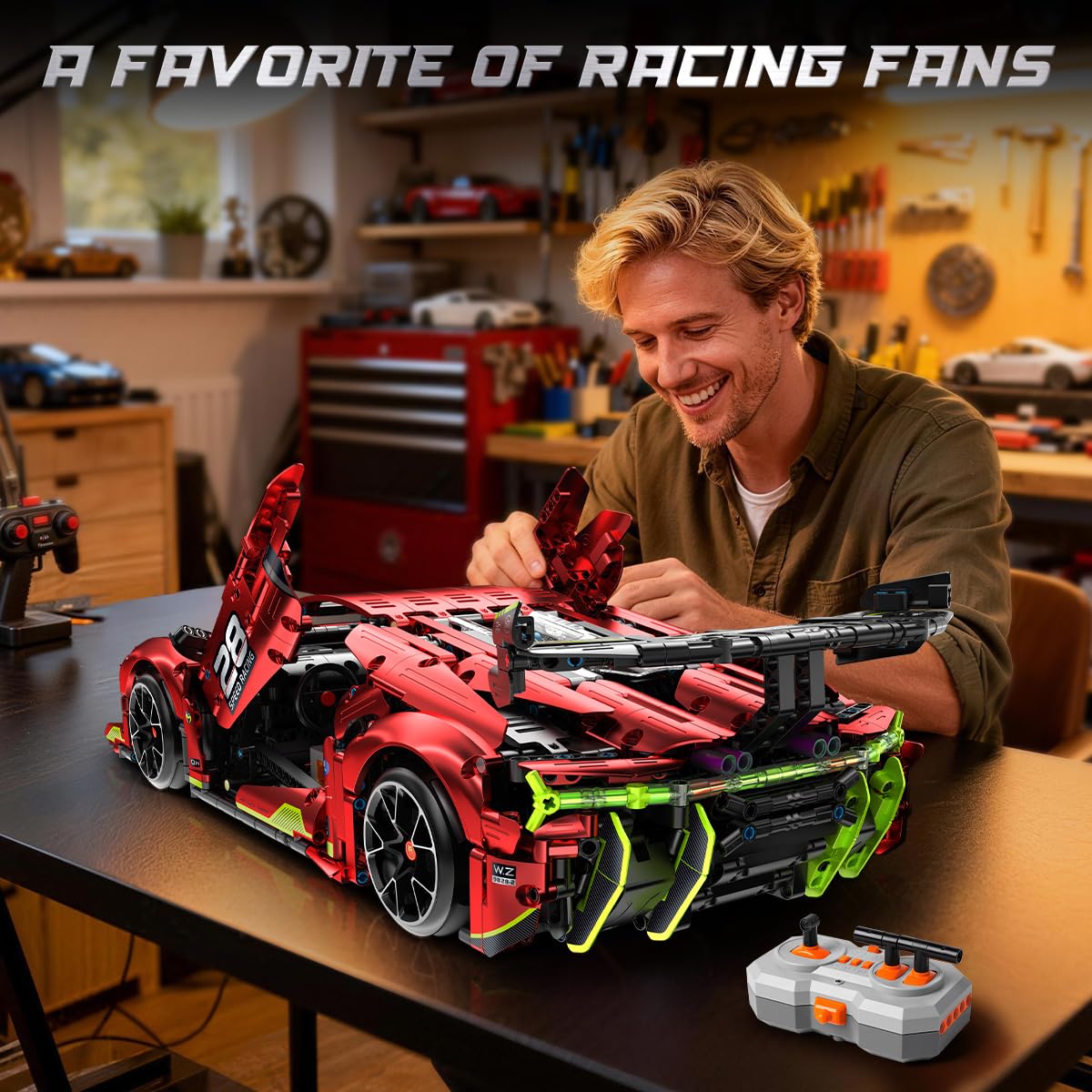 HOGOKIDS Technik Ferngesteuerter Auto Bauspielzeug - 1:10 Skala 2202 Teile Rennauto Bausatz, 2.4 GHz Aufladbarer Drift Racing Car Modellauto für Kinder Jungen Erwachsene Männer Geburtstagsgeschenk
