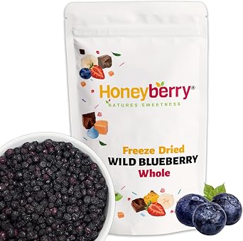 Freeze Dried Whole Wild Blueberry 100g - 100% Natural Blueberries Grown Wild Harvested From Lowbush - Superfood Non-GMO Freeze Dried Berry Fruit Perfect for Baking, Smoothie, Porridge Oats or Snacking