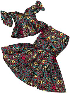 Kente Kids Girls 2 Piece Skirt Top Set African Print Outfits Ankara Suit African Ghana Tribal Clothing