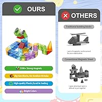 Vista 3 de Bloques Magnéticos, 66 PIEZAS Juguetes de Construcción Translúcidos para Niños de 3+, Bloques de Construcción Magnéticos de Varias Formas STEM