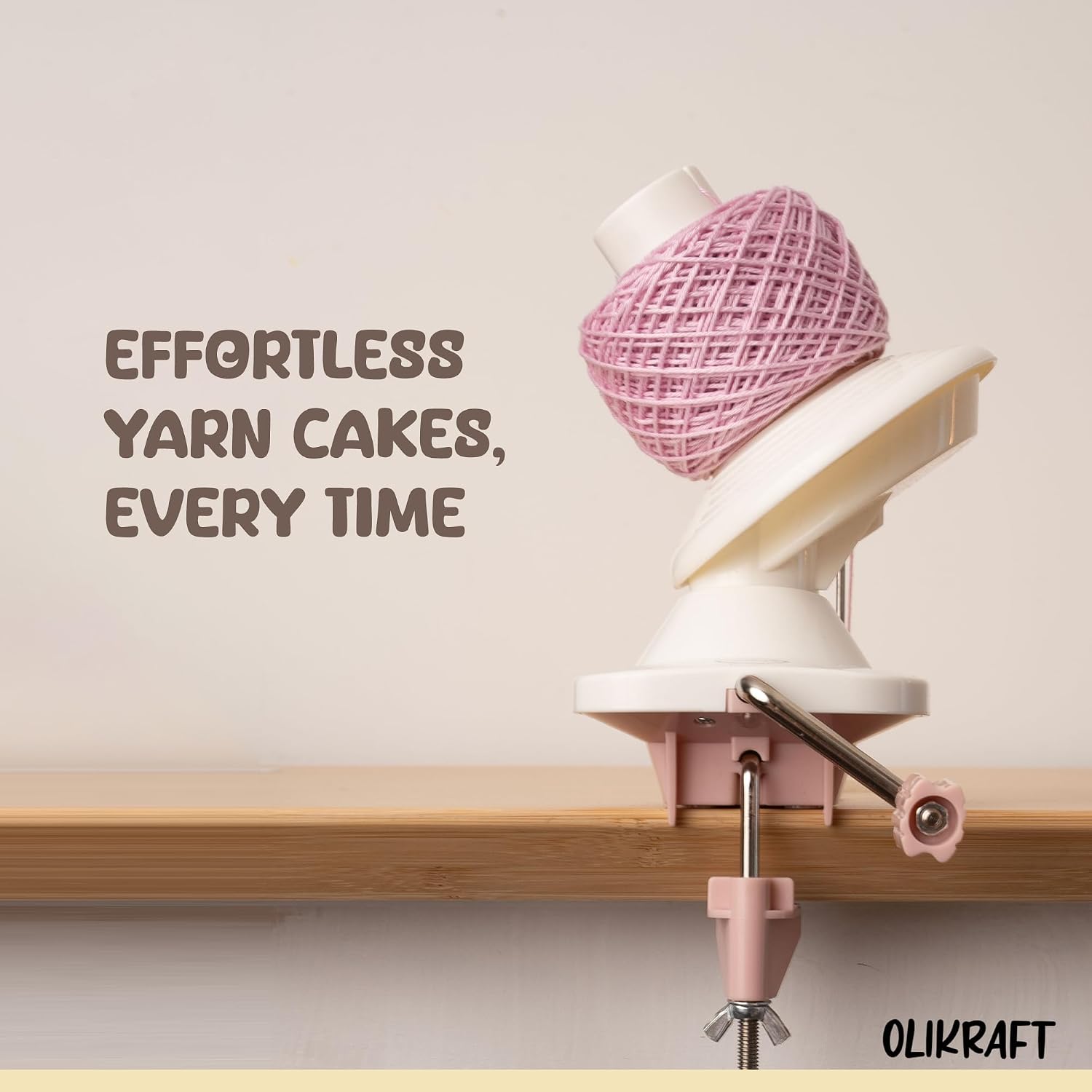 Olikraft Manual Yarn Ball Winder (Coral Pink)