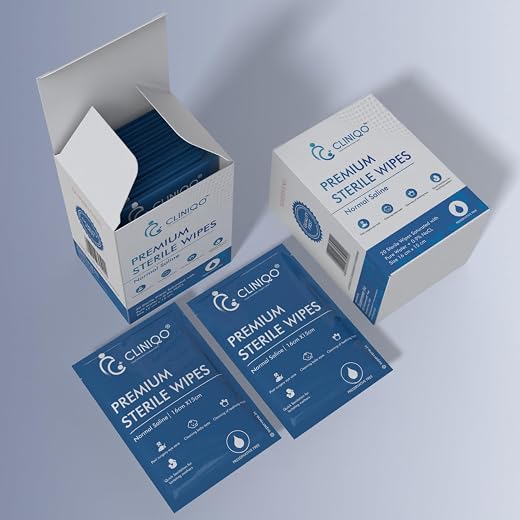 CLINIQO Premium Sterile Wipes, Saline Sanitation for Lactating Mothers, Post-Surgery Eye Care, Cleaning Teething Toys and ...